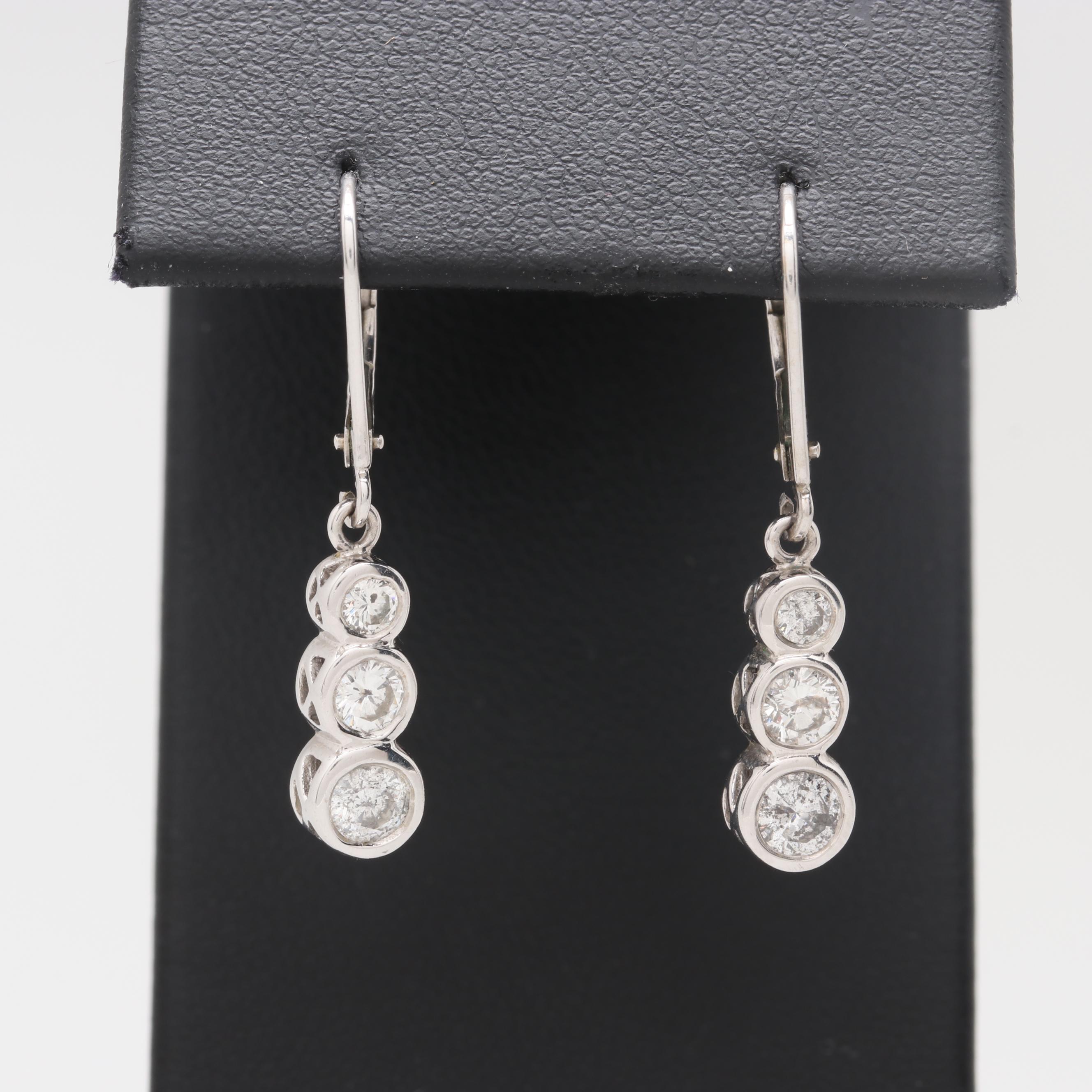 14K White Gold Diamond Earrings