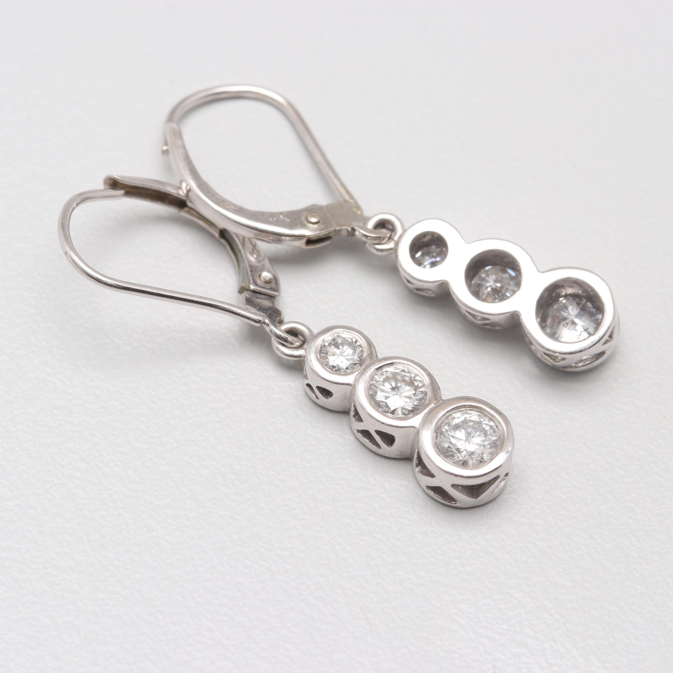 14K White Gold Diamond Earrings