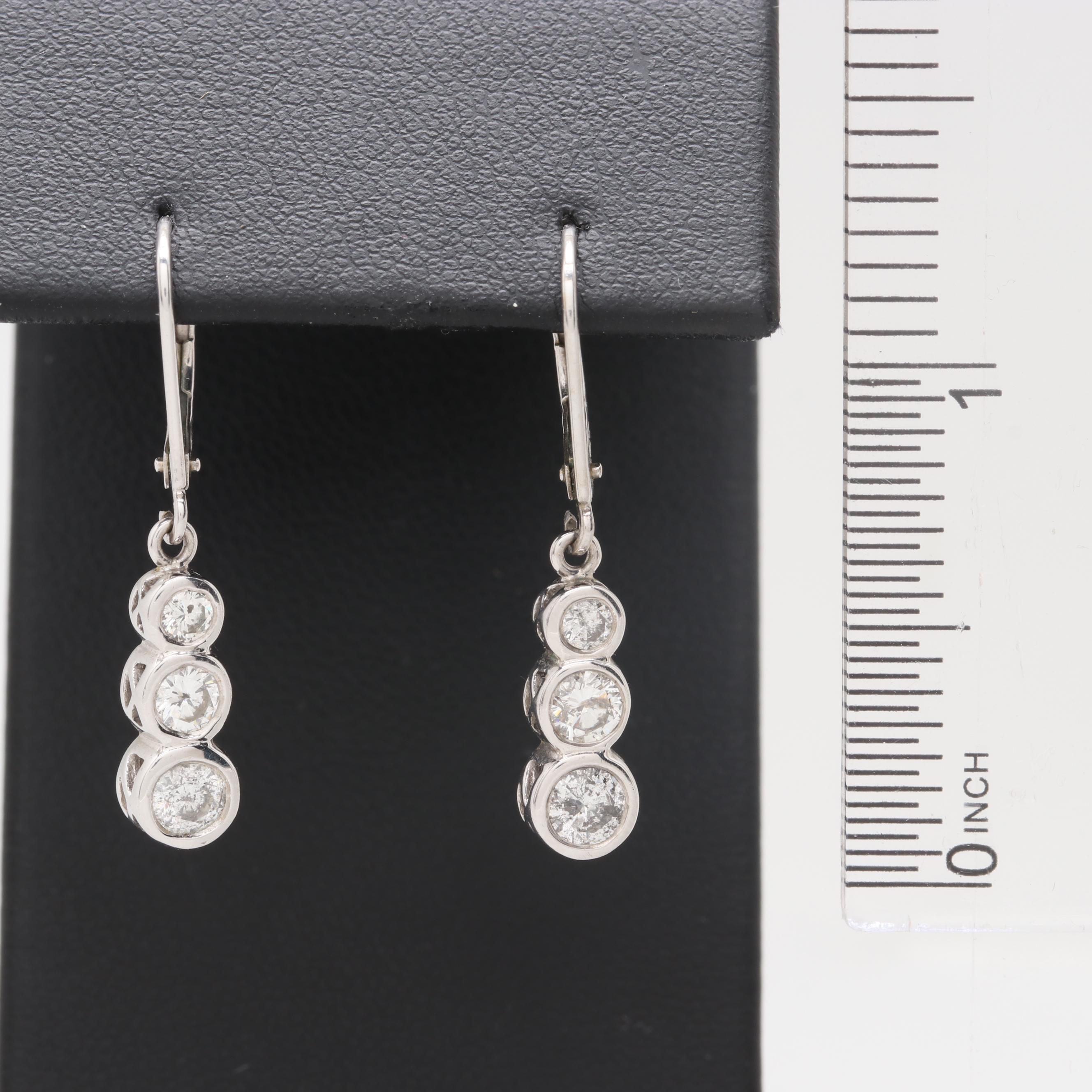 14K White Gold Diamond Earrings