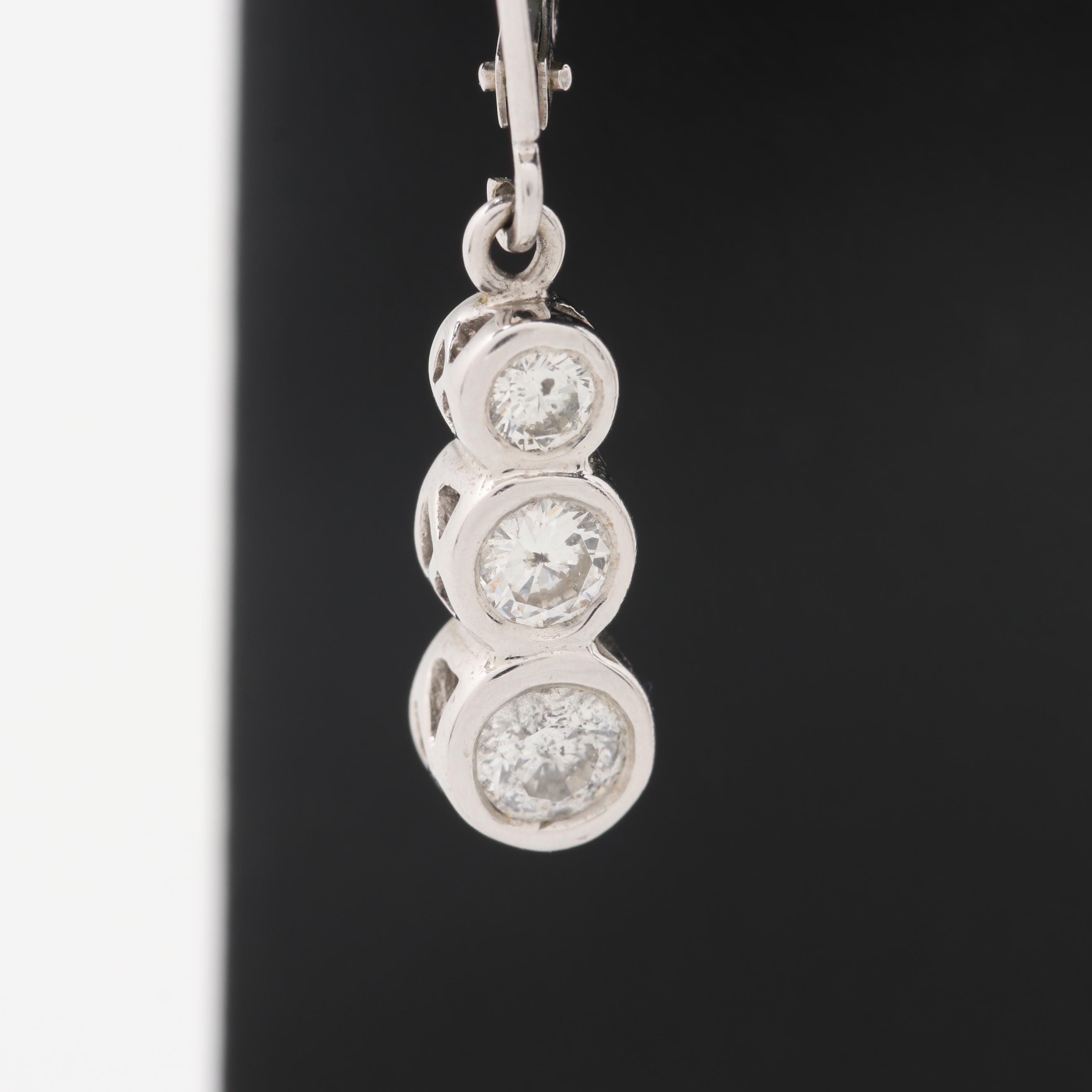 14K White Gold Diamond Earrings