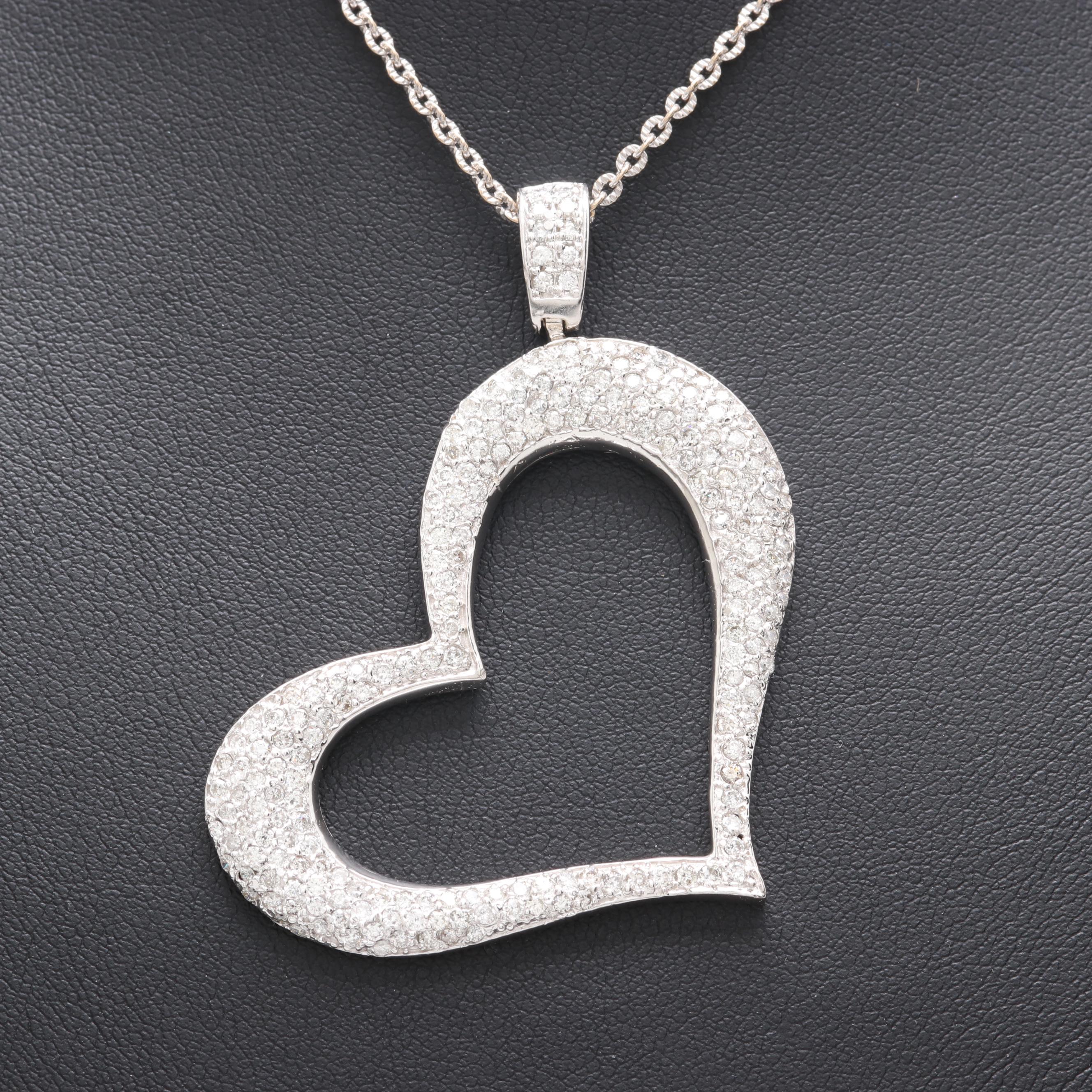 14K White Gold 2.52 CTW Diamond Necklace
