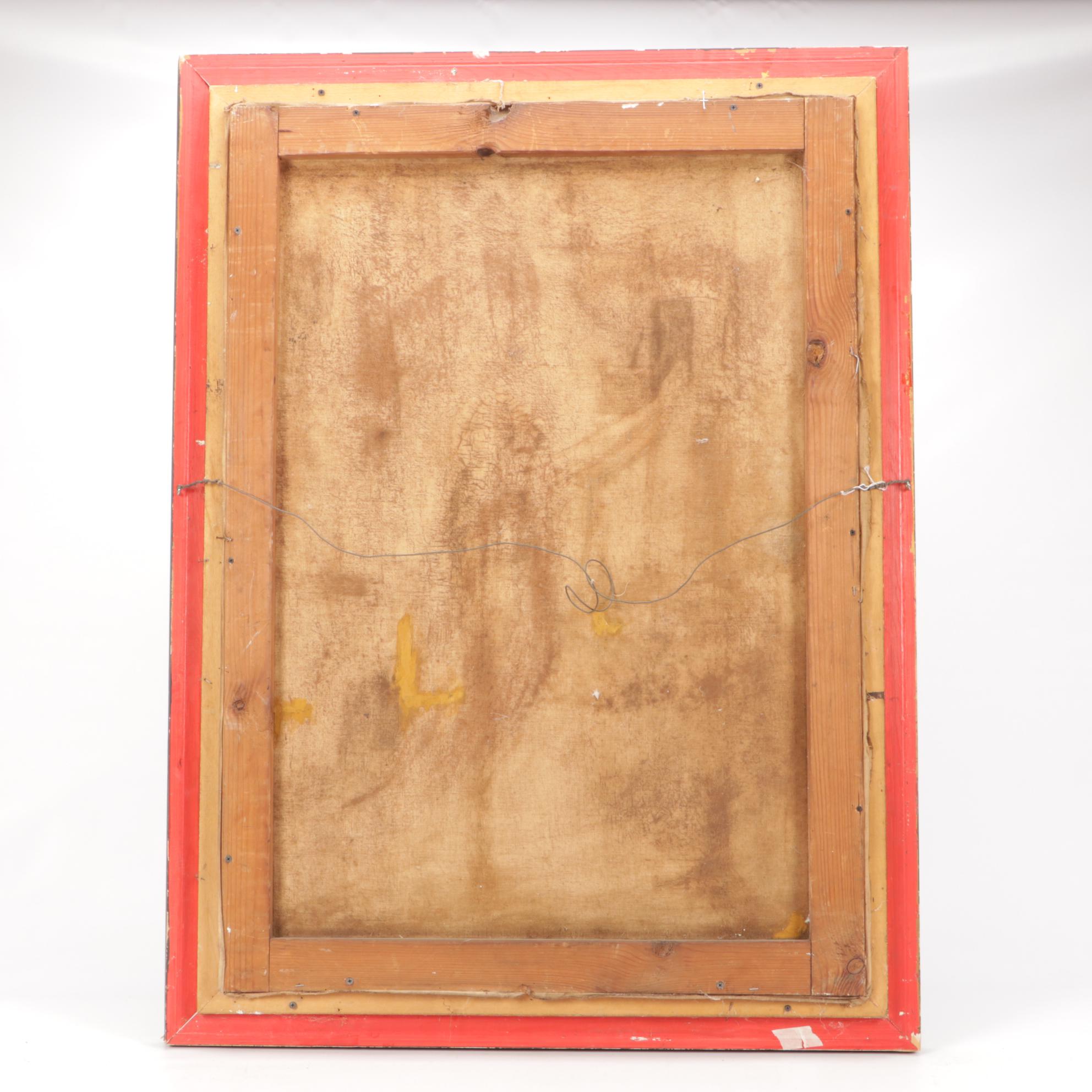 1922 Oil Painting of Woman Kneeling at Cross