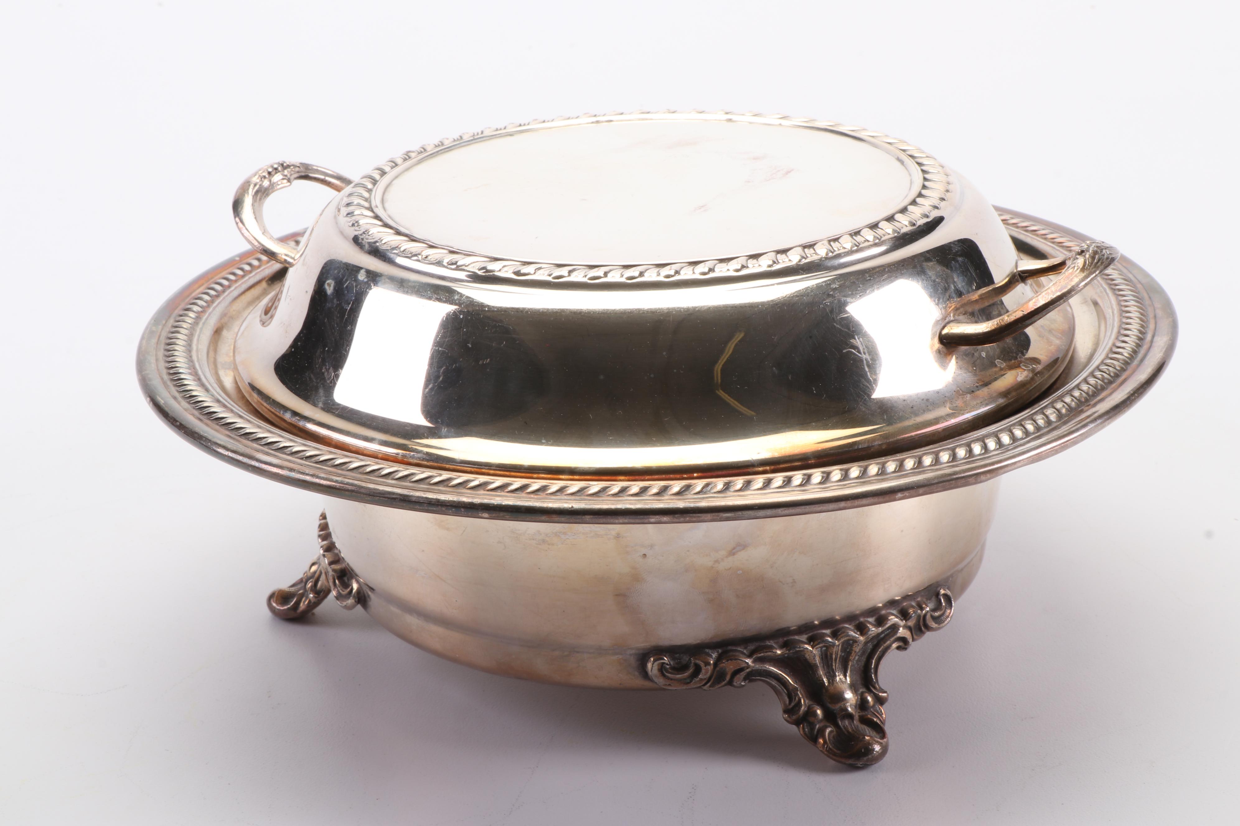 Forbes Silver Co. Covered Vegetable Dish with Other Silver Plate Serveware