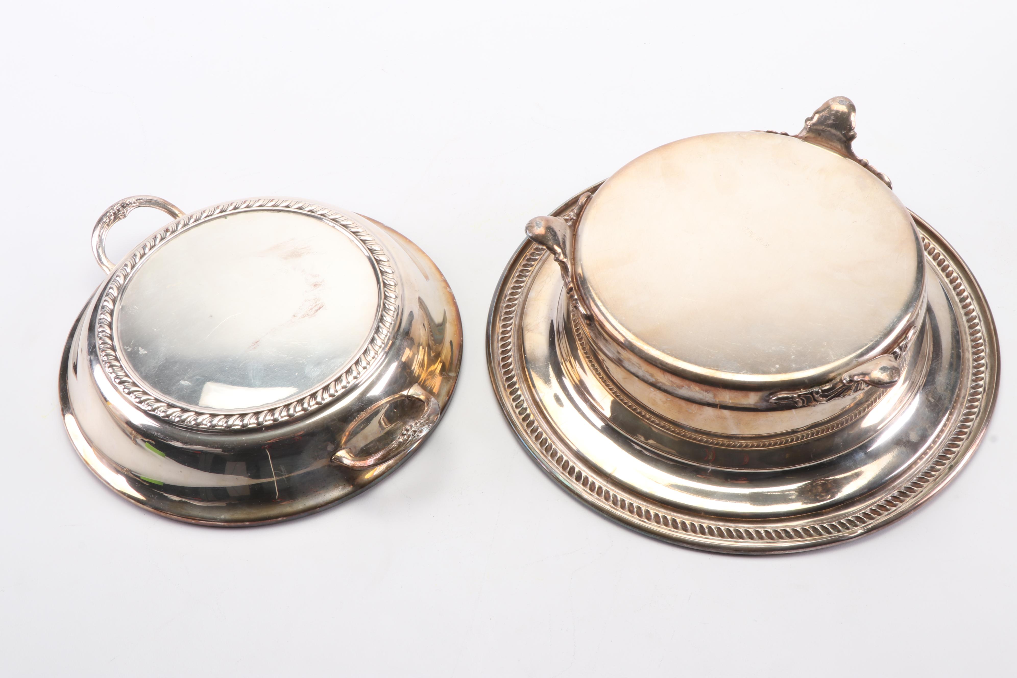 Forbes Silver Co. Covered Vegetable Dish with Other Silver Plate Serveware