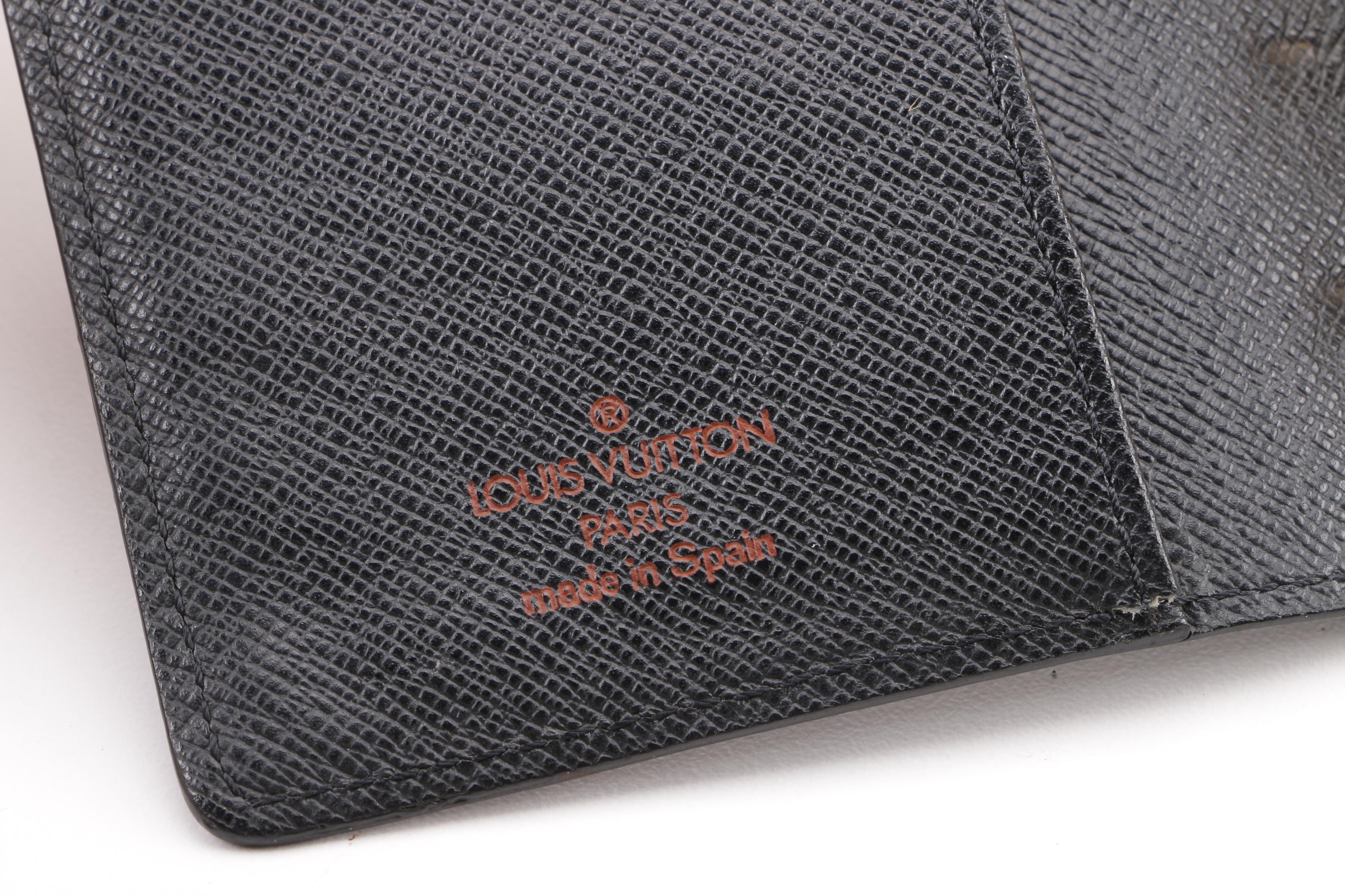 1999 Louis Vuitton Black Epi Leather Small Ring Agenda Planner