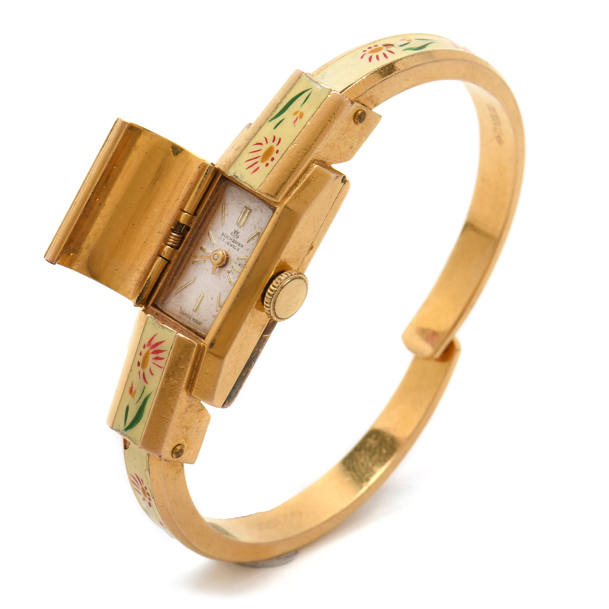 Bucherer Gold Plate Enamel Watch