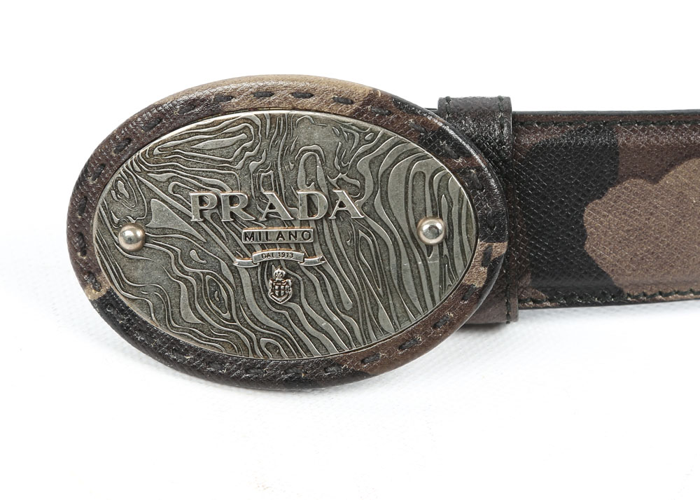 Men's Prada Camouflage Saffiano Leather Belt
