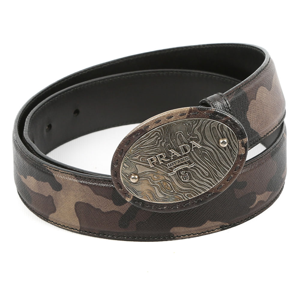 Men's Prada Camouflage Saffiano Leather Belt