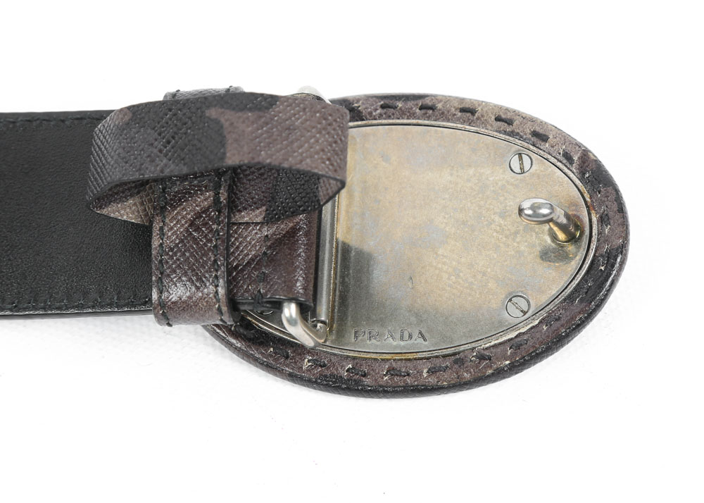 Men's Prada Camouflage Saffiano Leather Belt