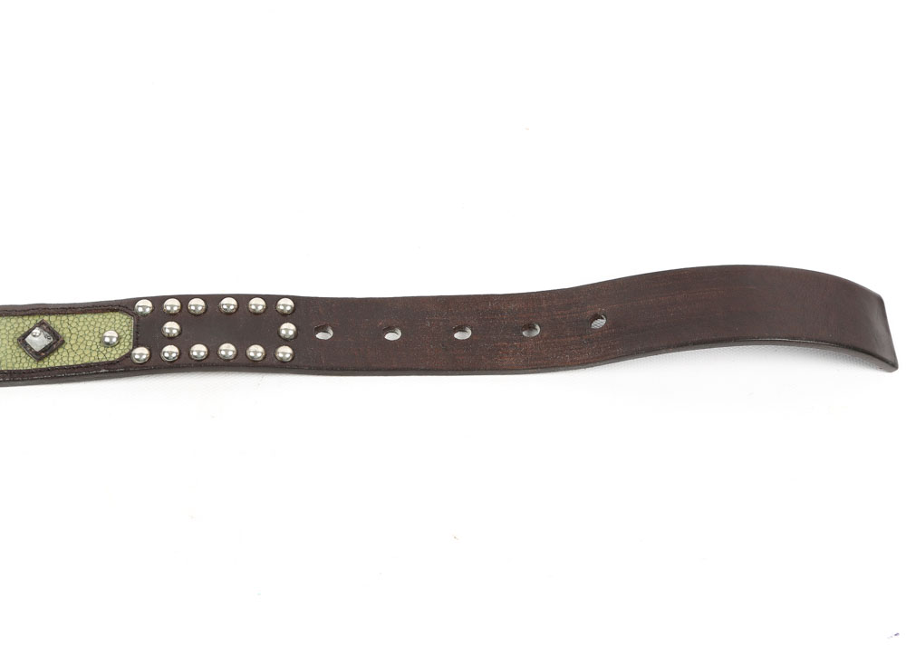 Men's Prada Leather and Shagreen Studded Belt