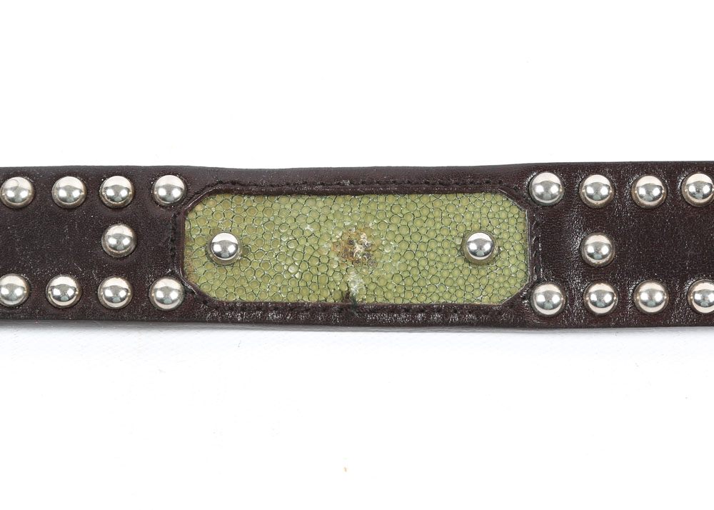 Men's Prada Leather and Shagreen Studded Belt