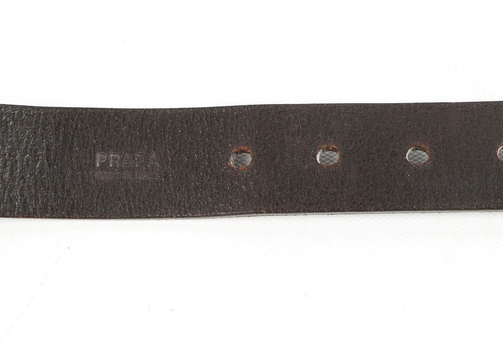 Men's Prada Leather and Shagreen Studded Belt