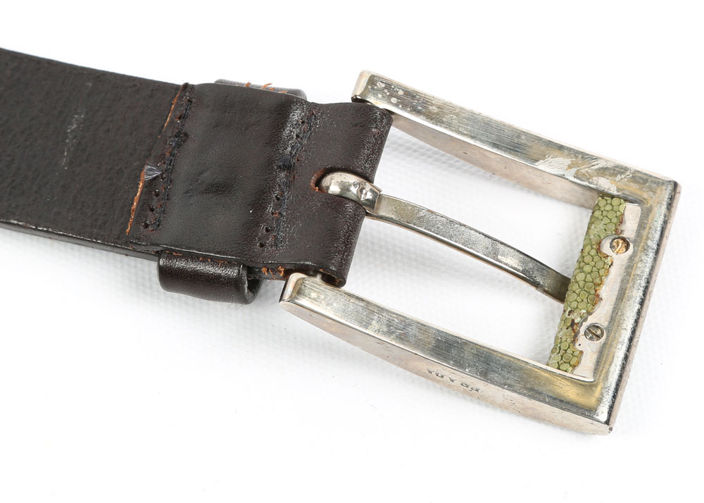 Men's Prada Leather and Shagreen Studded Belt
