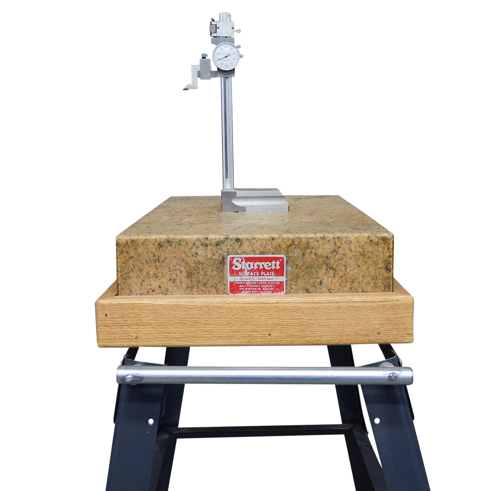 Starrett Precision Granite Surface Plate on Stand with Height Gauge