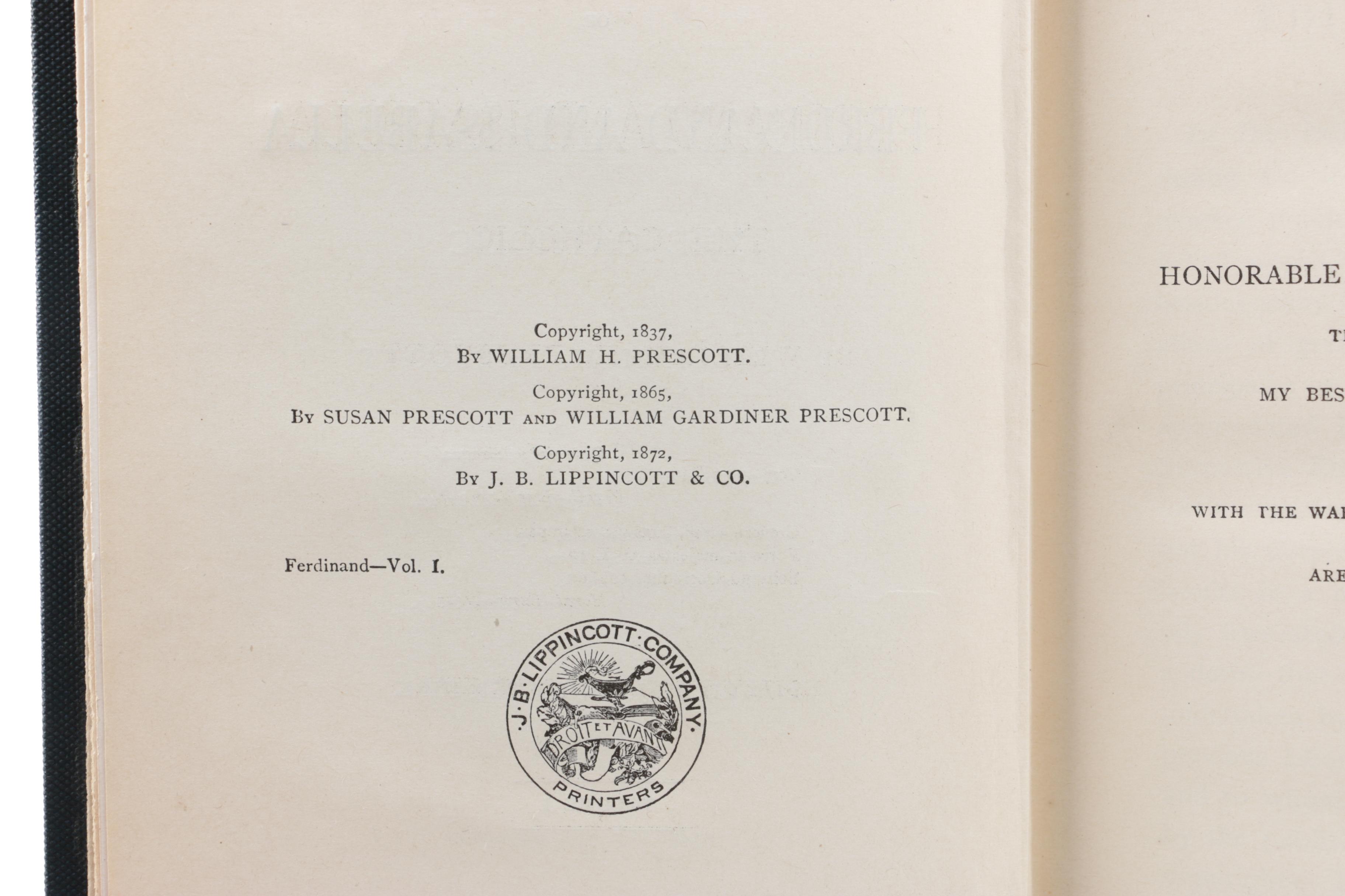 1872 "History of the Reign of Ferdinand and Isabella" by William H. Prescott