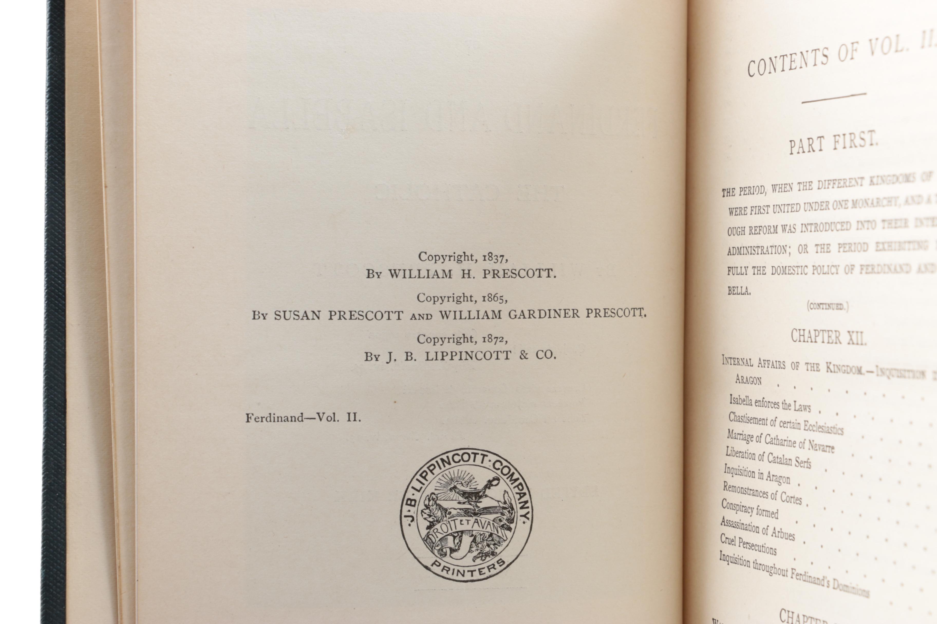 1872 "History of the Reign of Ferdinand and Isabella" by William H. Prescott