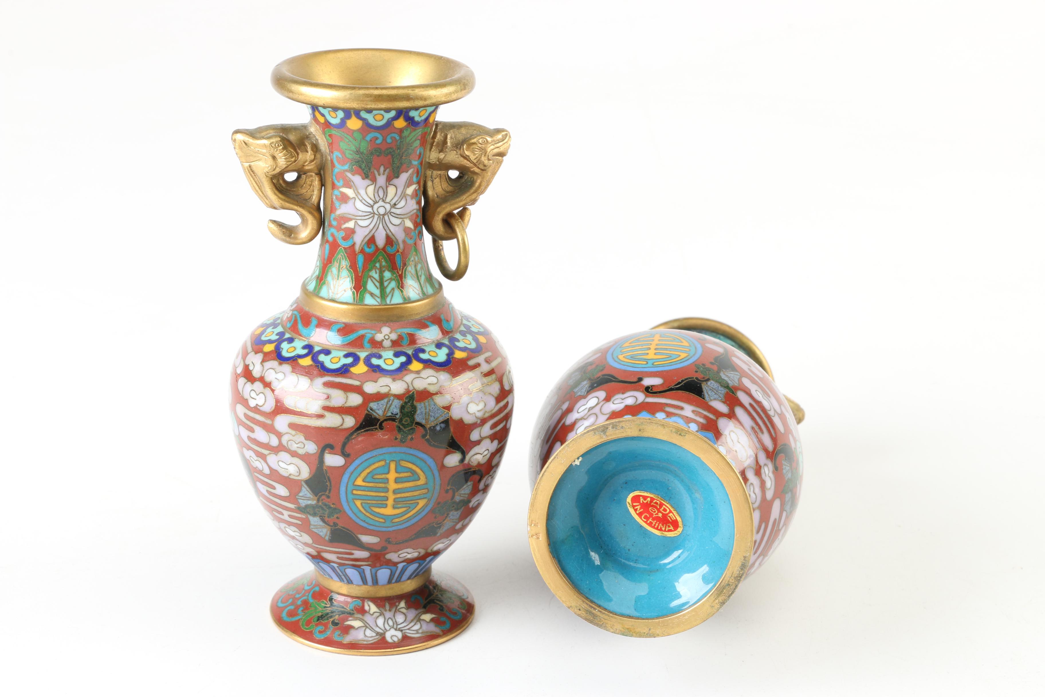 Chinese Cloisonné Vases and Trinket Boxes