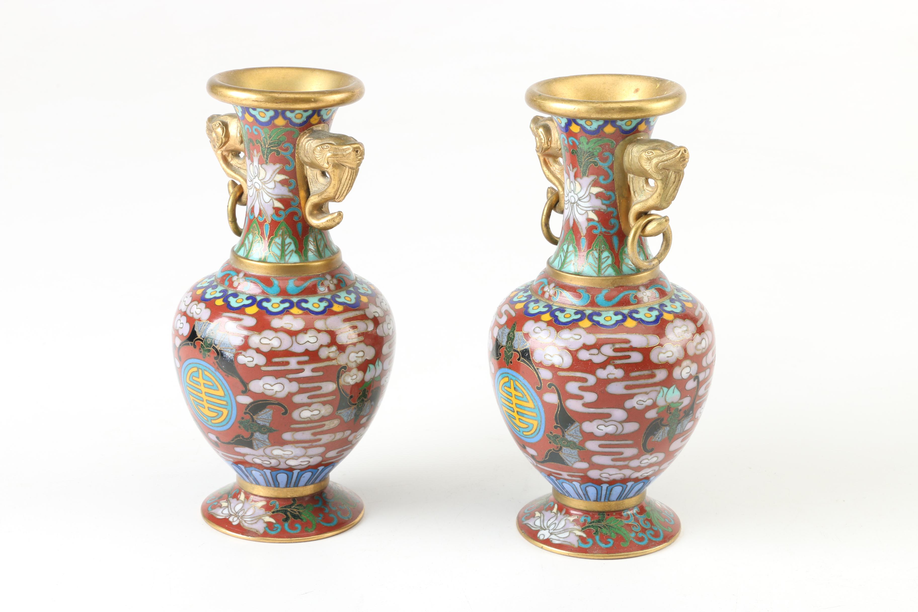 Chinese Cloisonné Vases and Trinket Boxes