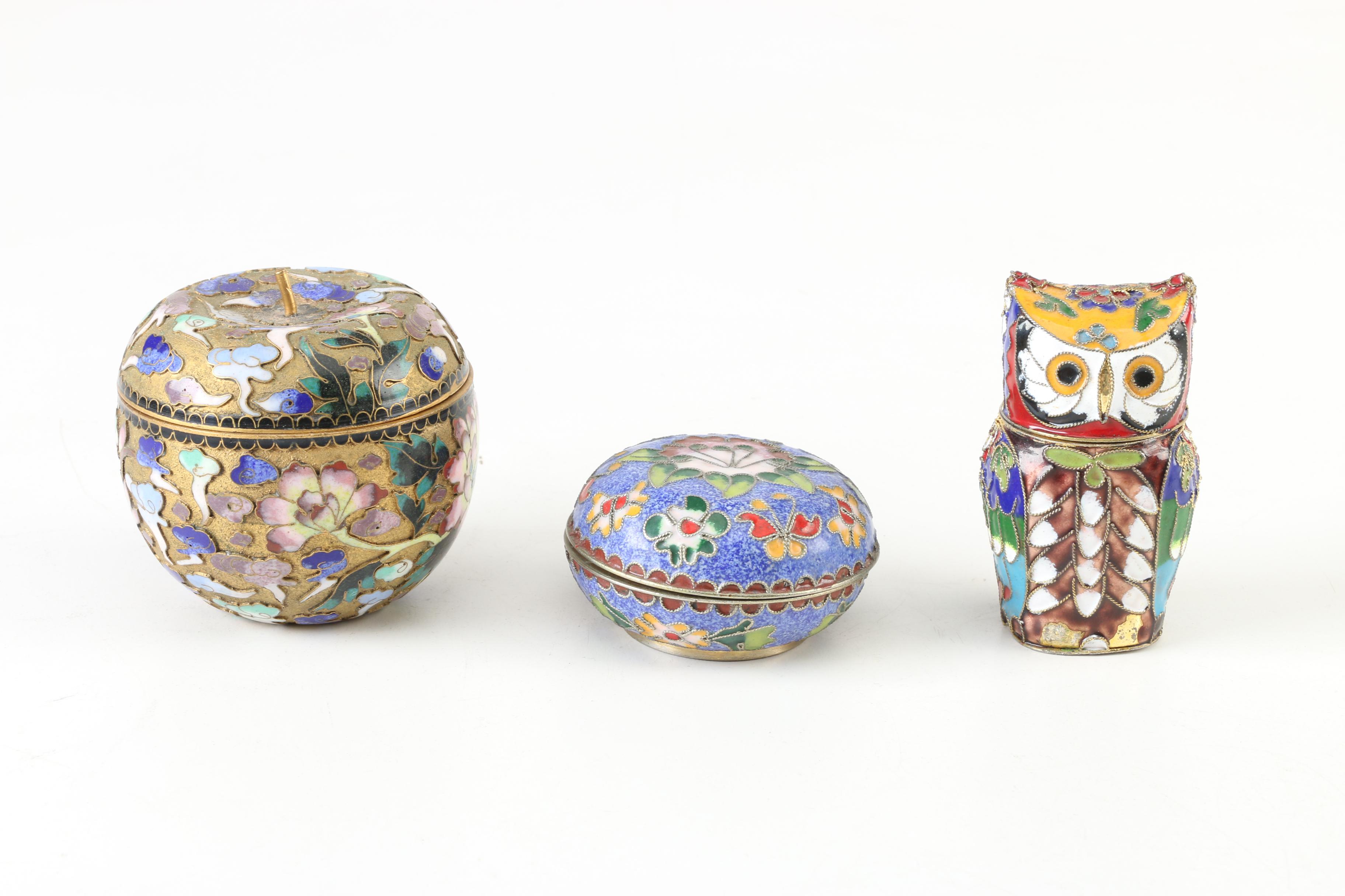 Chinese Cloisonné Vases and Trinket Boxes
