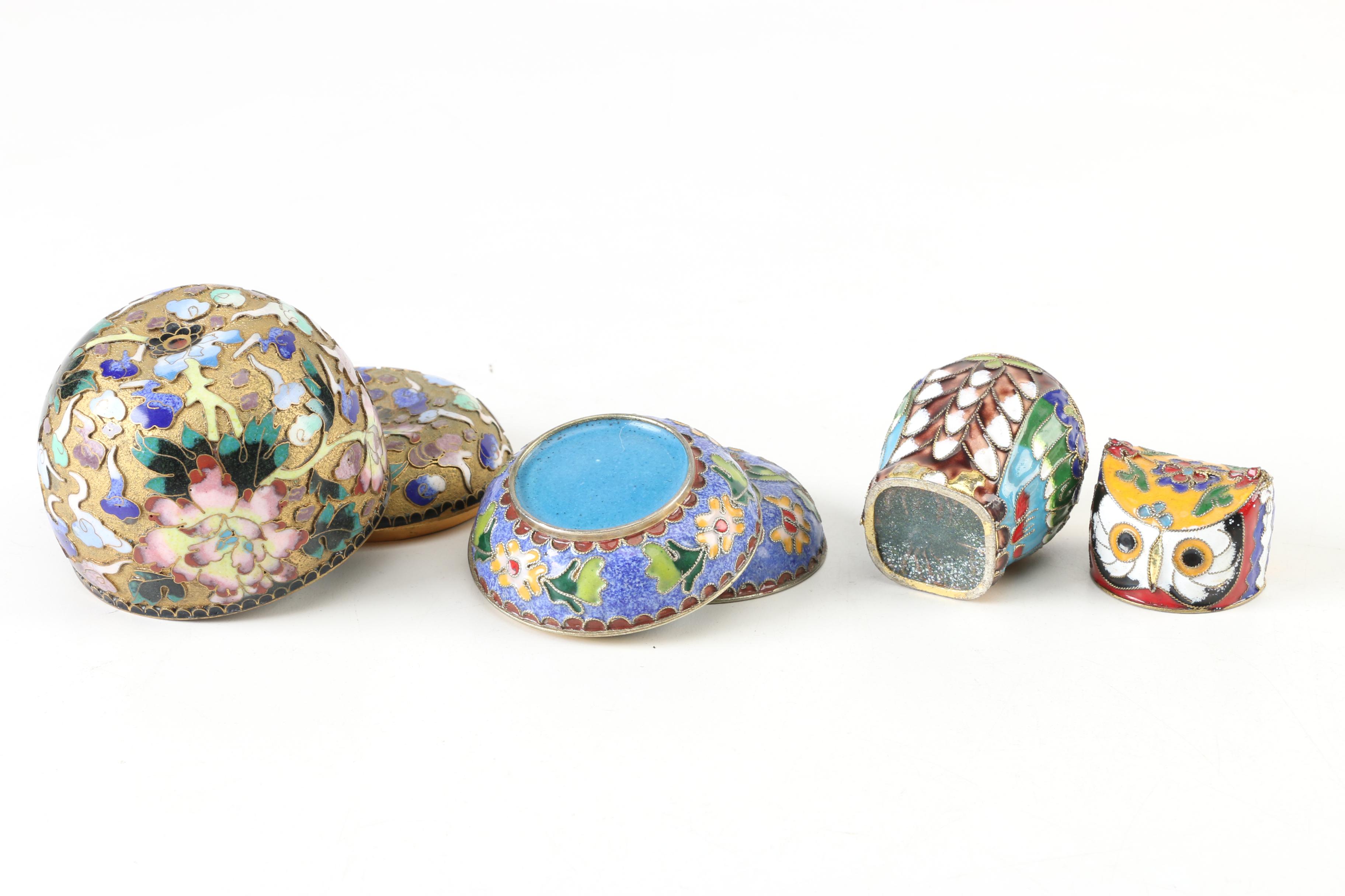 Chinese Cloisonné Vases and Trinket Boxes