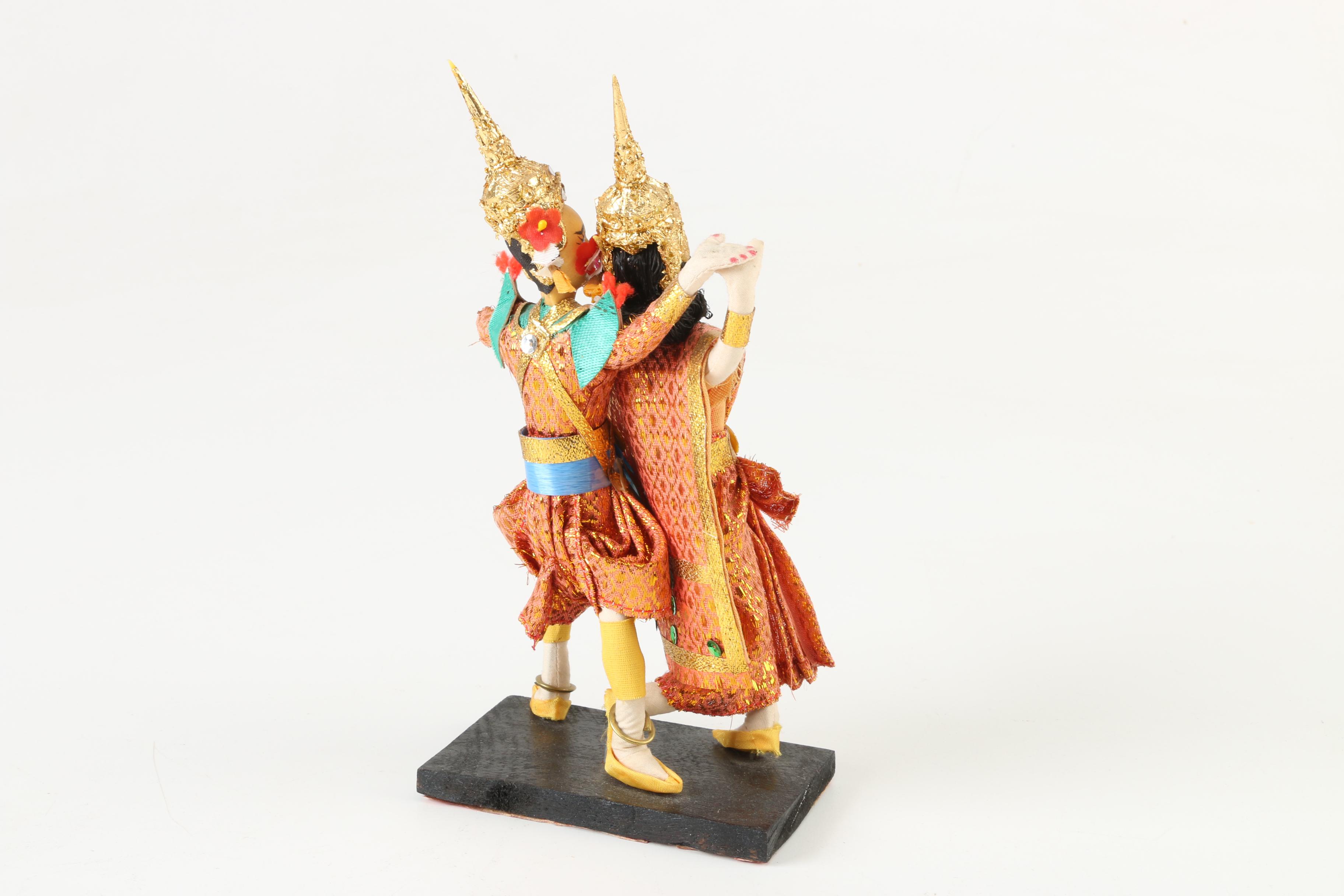 Women's Khussa Shoes with Thai Dancer Figurines and Elephant Figurine