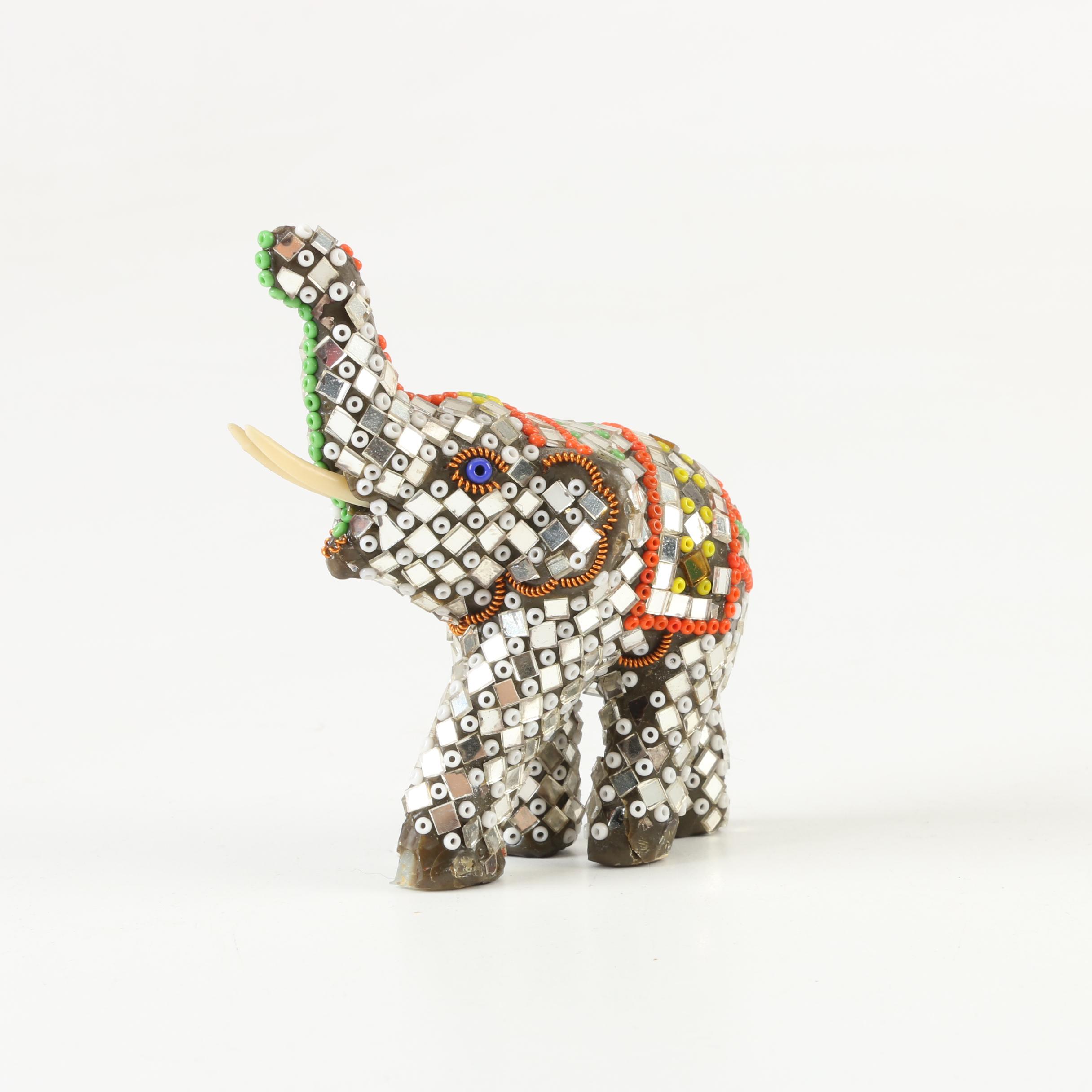 Women's Khussa Shoes with Thai Dancer Figurines and Elephant Figurine