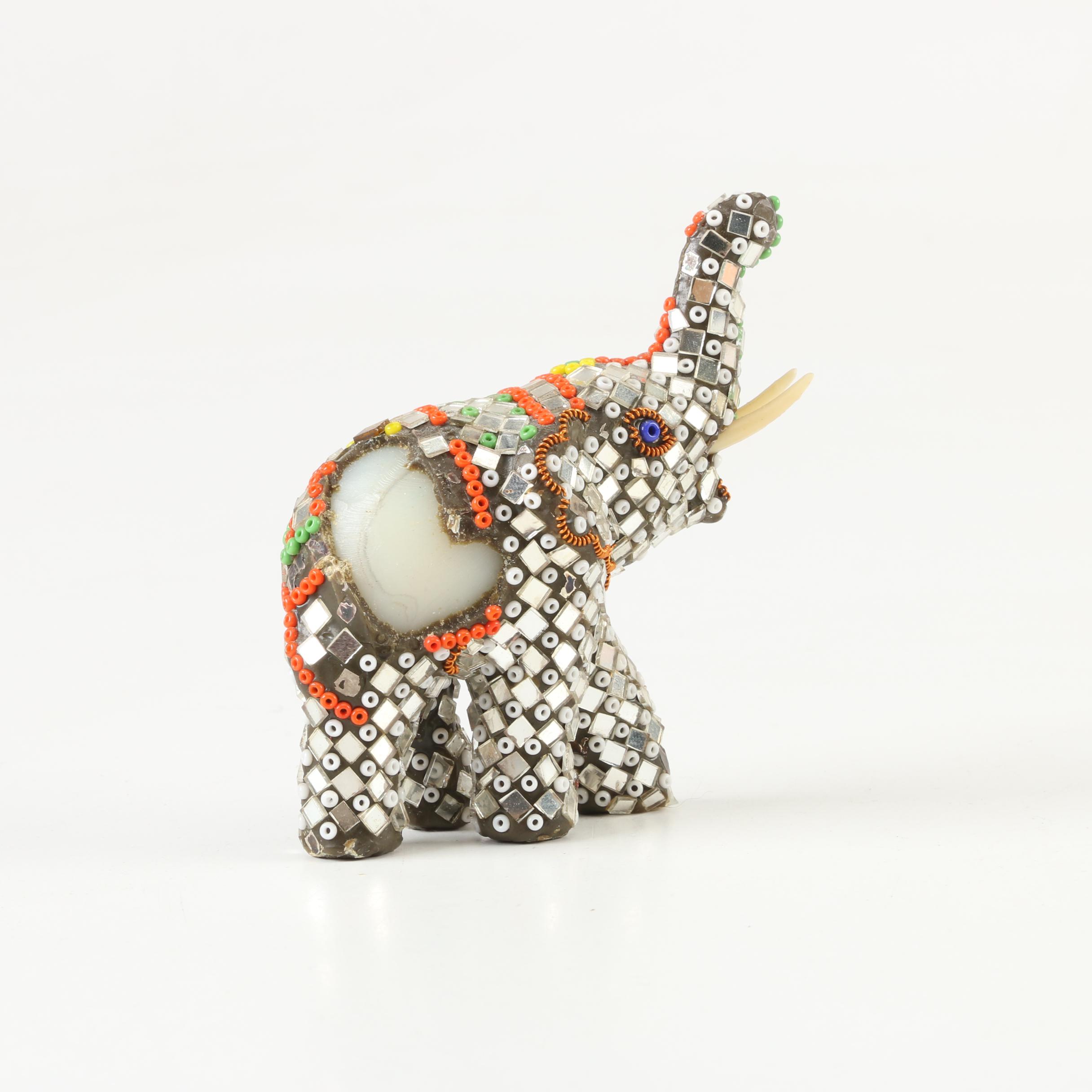 Women's Khussa Shoes with Thai Dancer Figurines and Elephant Figurine