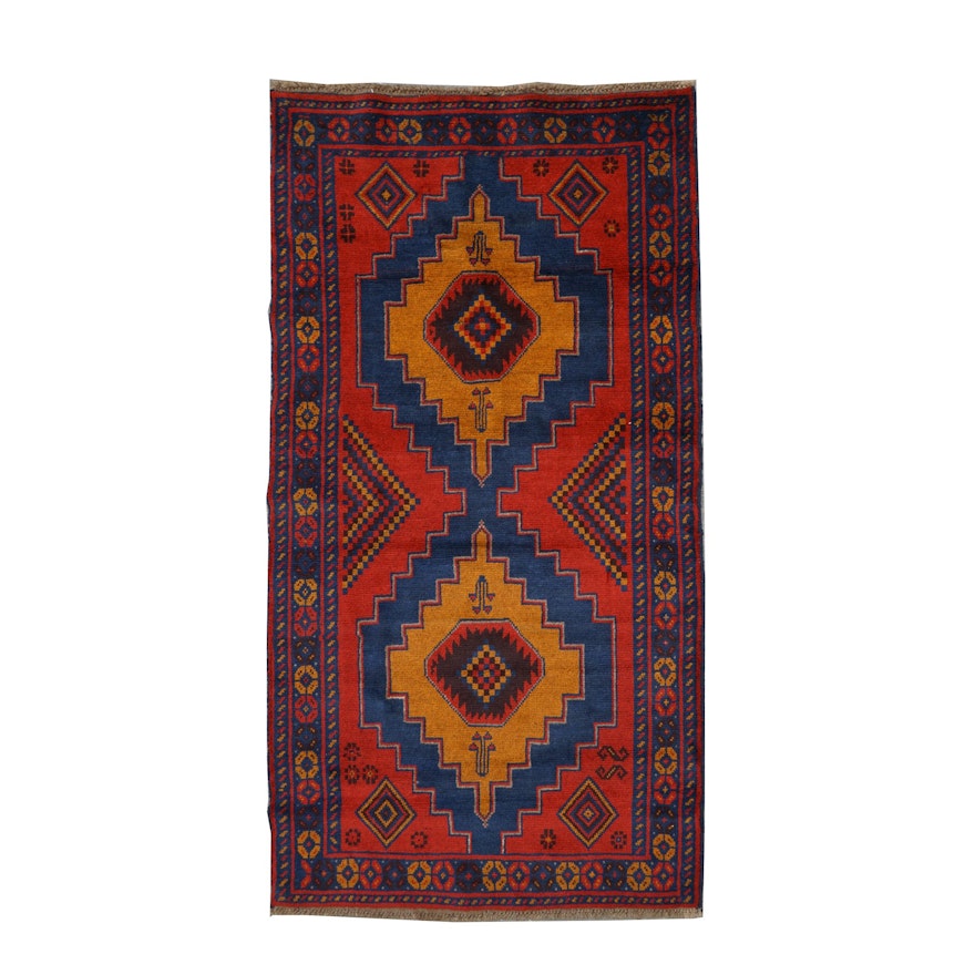 Hand-Knotted Pakistani Baluch Wool Long Rug