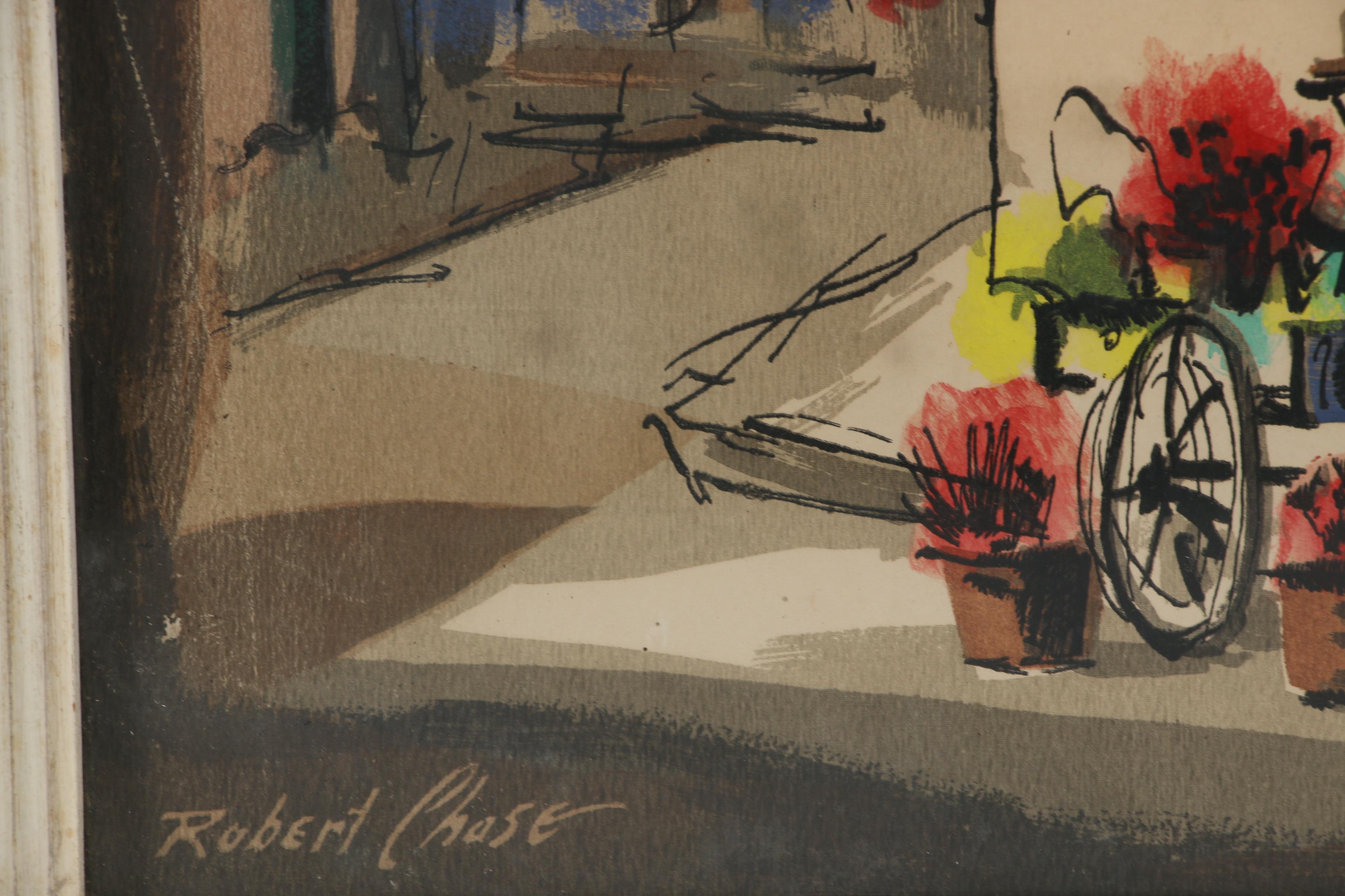Serigraph after Robert Chase "Flower Vendors"