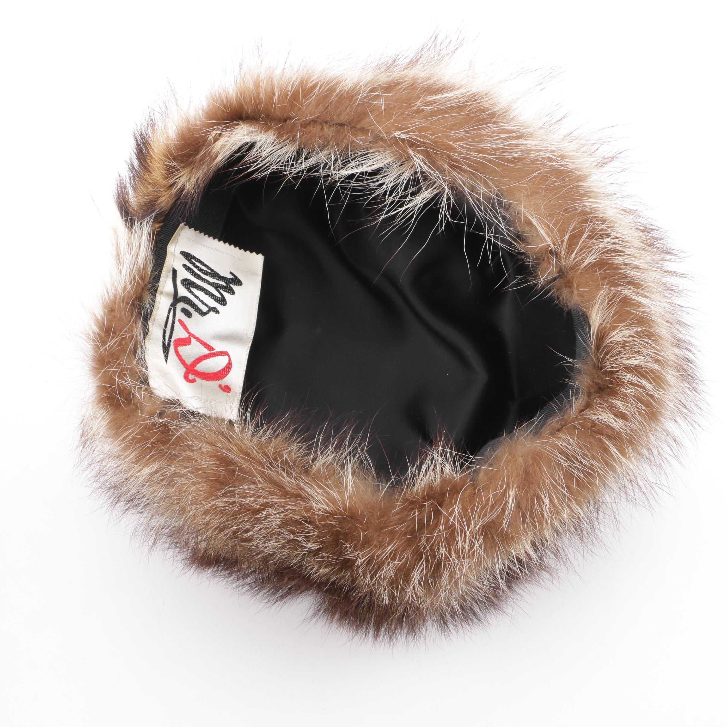 Vintage Mr. D' Racoon Fur Hat with Racoon Fur Muff