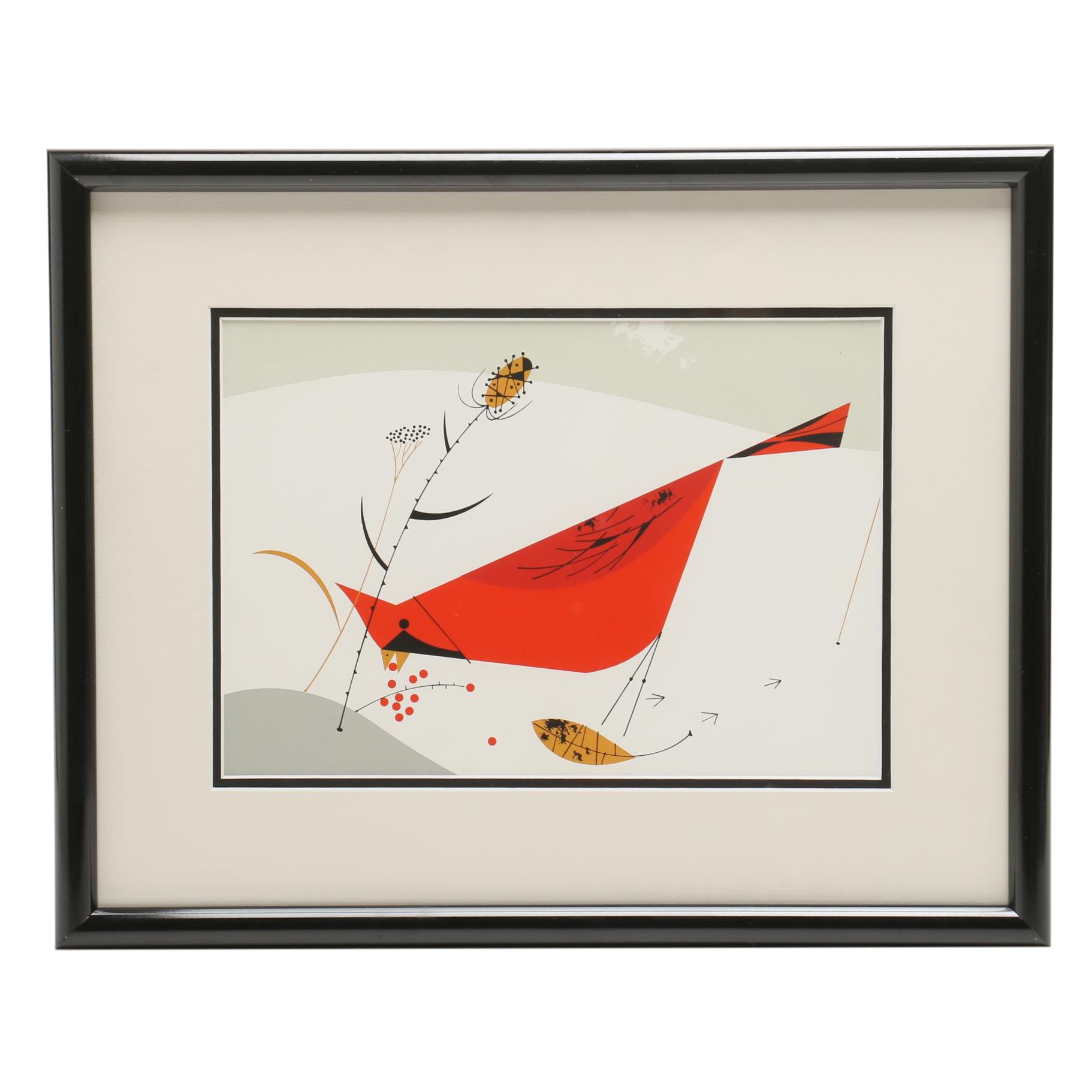 Charley Harper Serigraph "Cardinal with Berries"