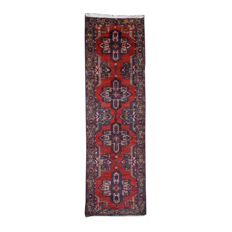 Hand-Knotted Persian Khamseh Wool Carpet Runner