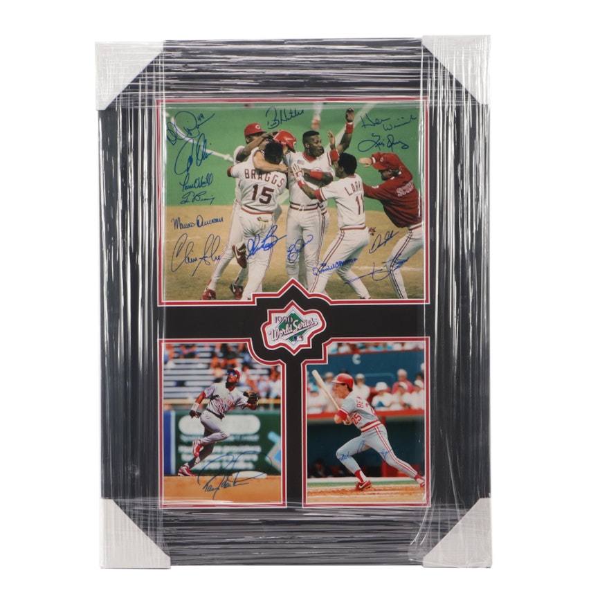 1990 Reds World Series Signed Display  COA