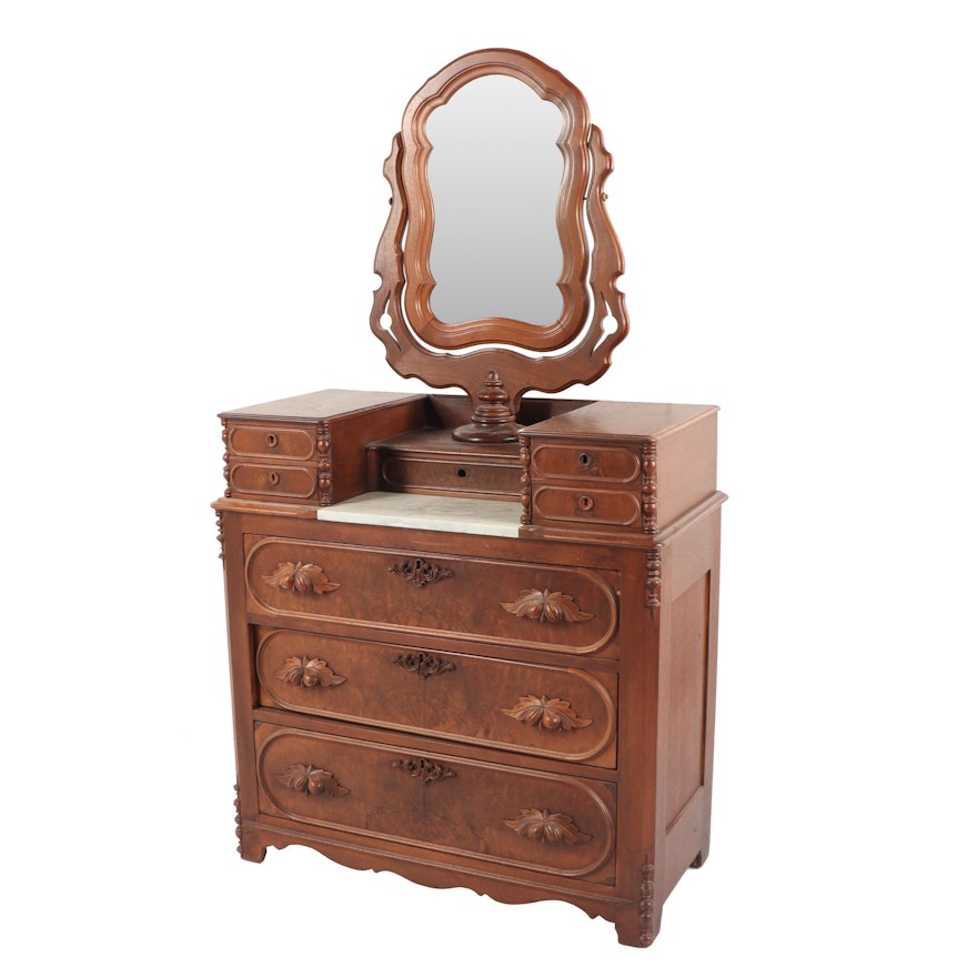 Victorian Mahogany Chest of Drawers and Mirror, Early/Mid 19th Century