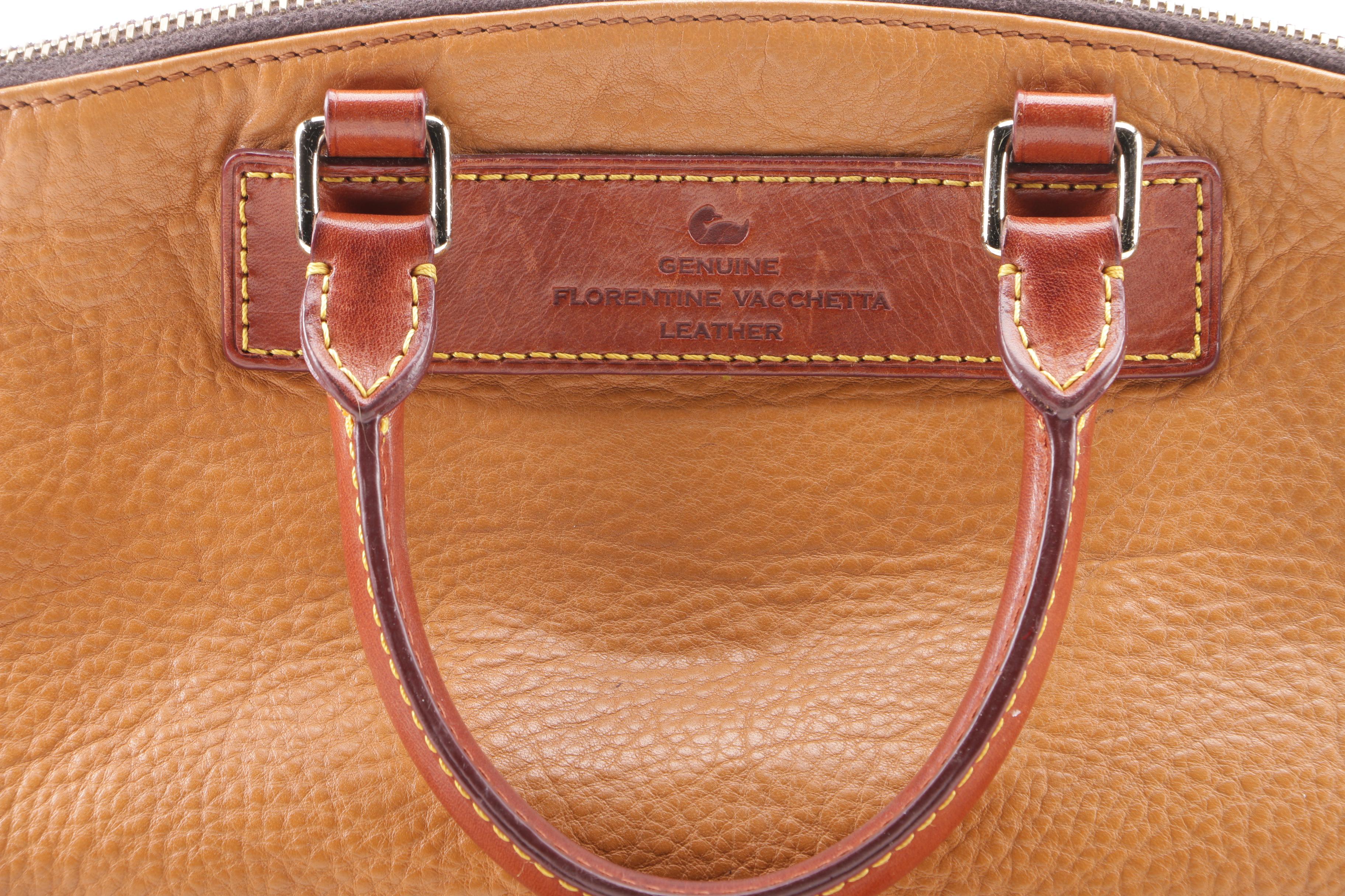 Vintage Dooney & Bourke Florentine Vachetta Leather Domed Satchel