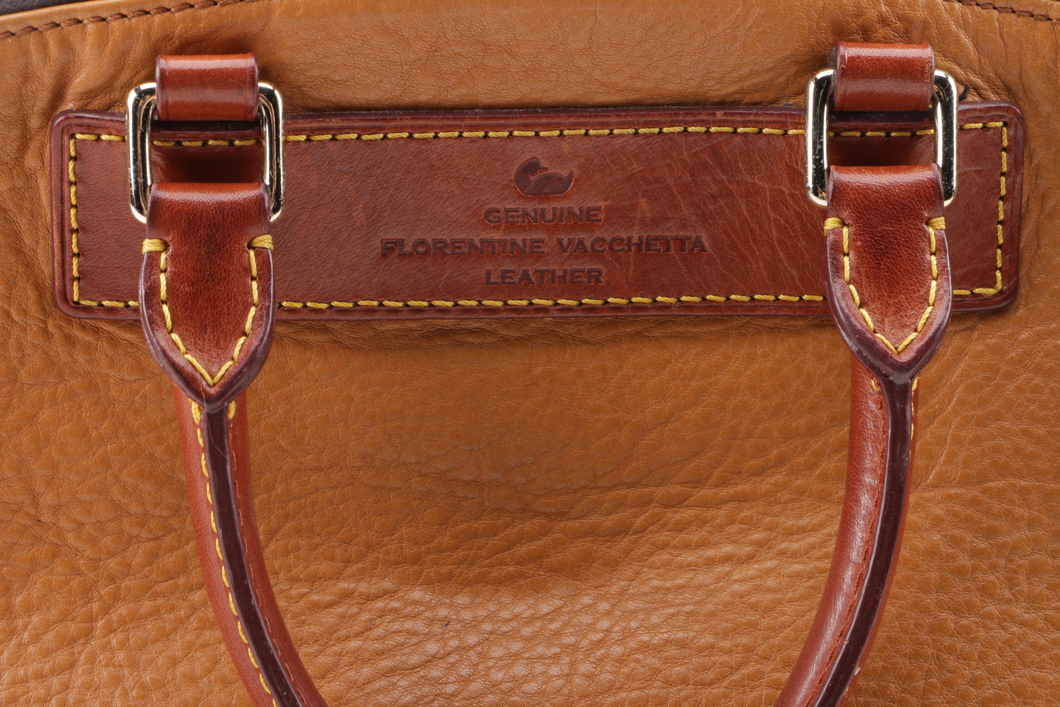 Vintage Dooney & Bourke Florentine Vachetta Leather Domed Satchel