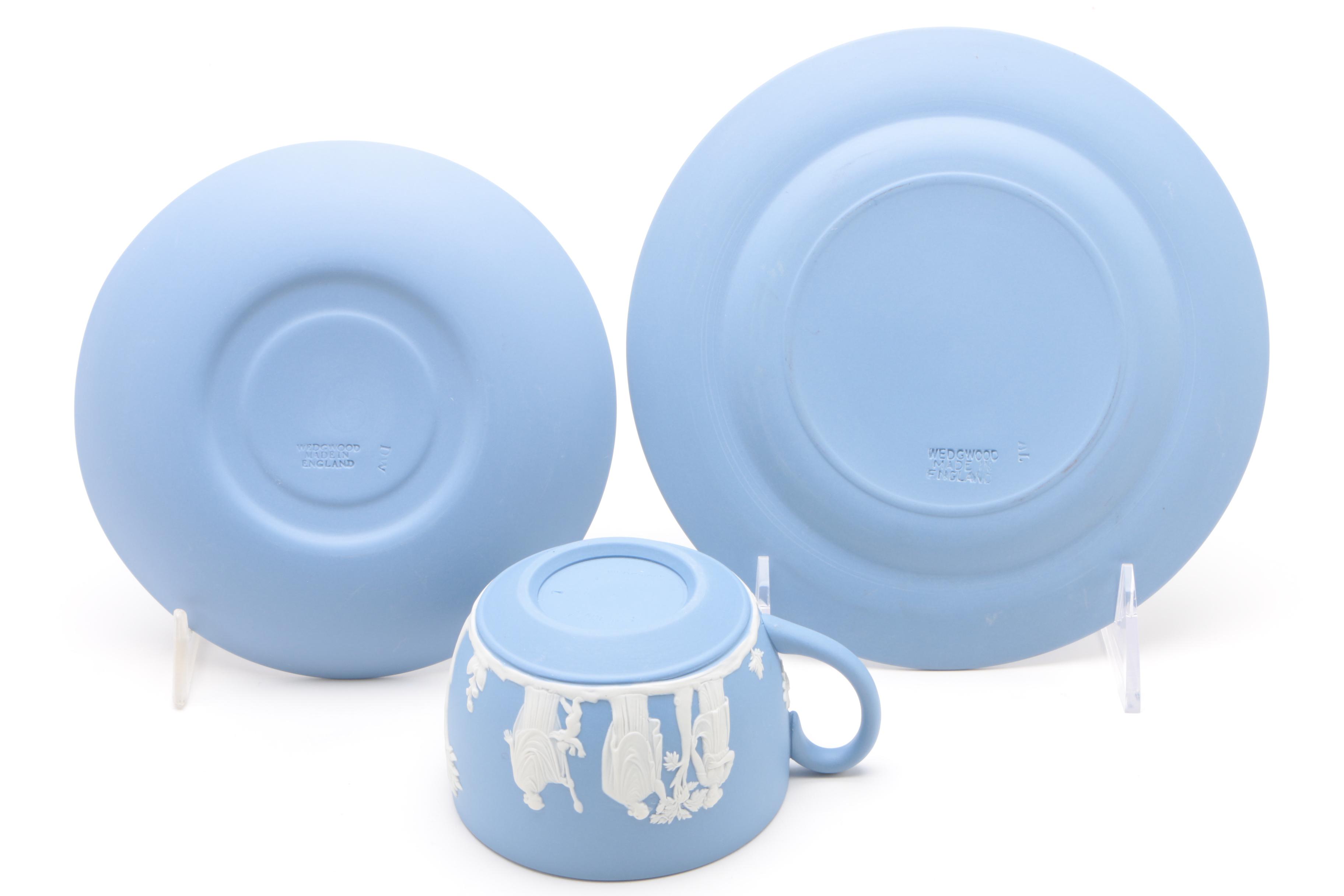 Wedgwood Jasperware Pin Trays and Tableware including Antique Sugar Bowl