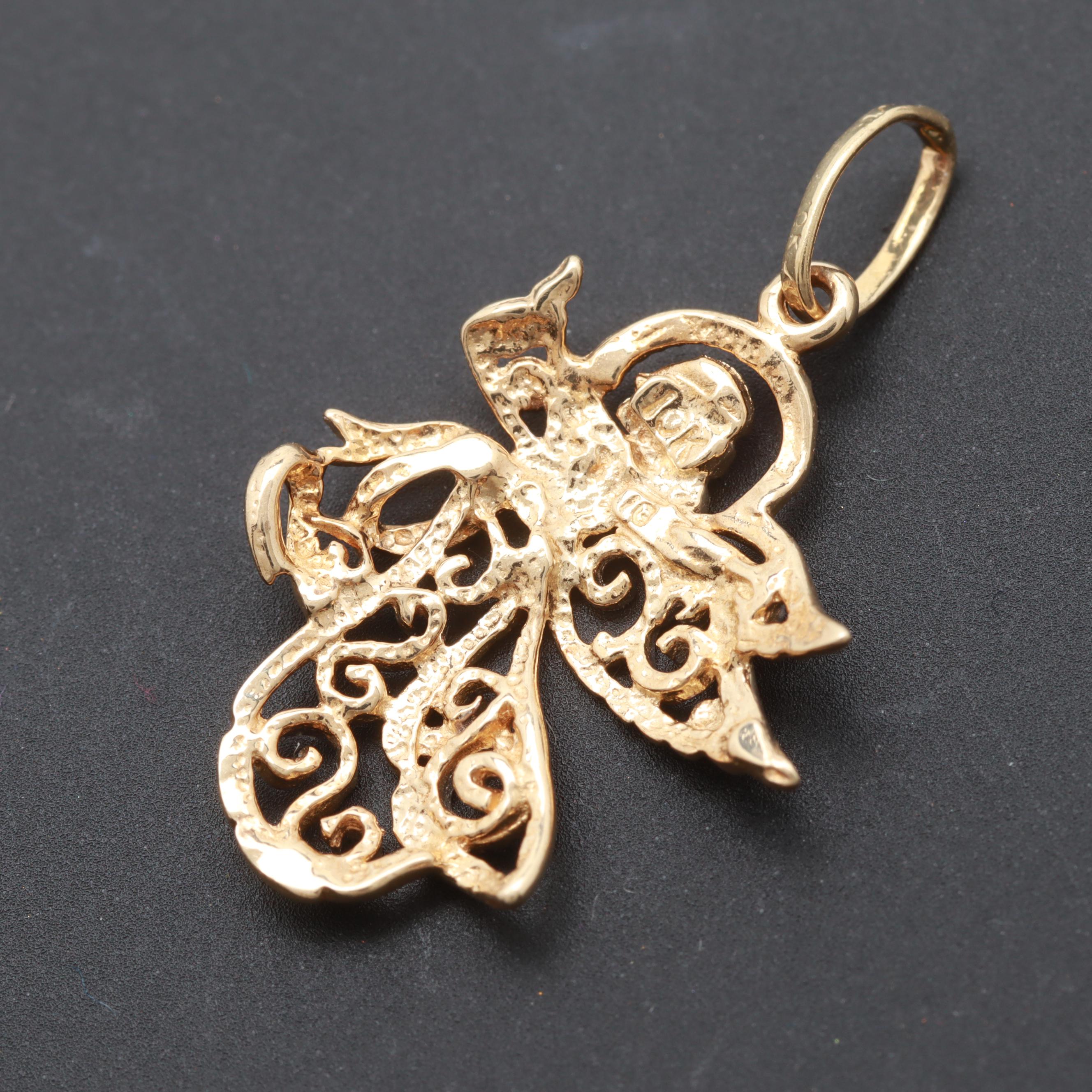 10K Yellow and White Gold Angel Pendant