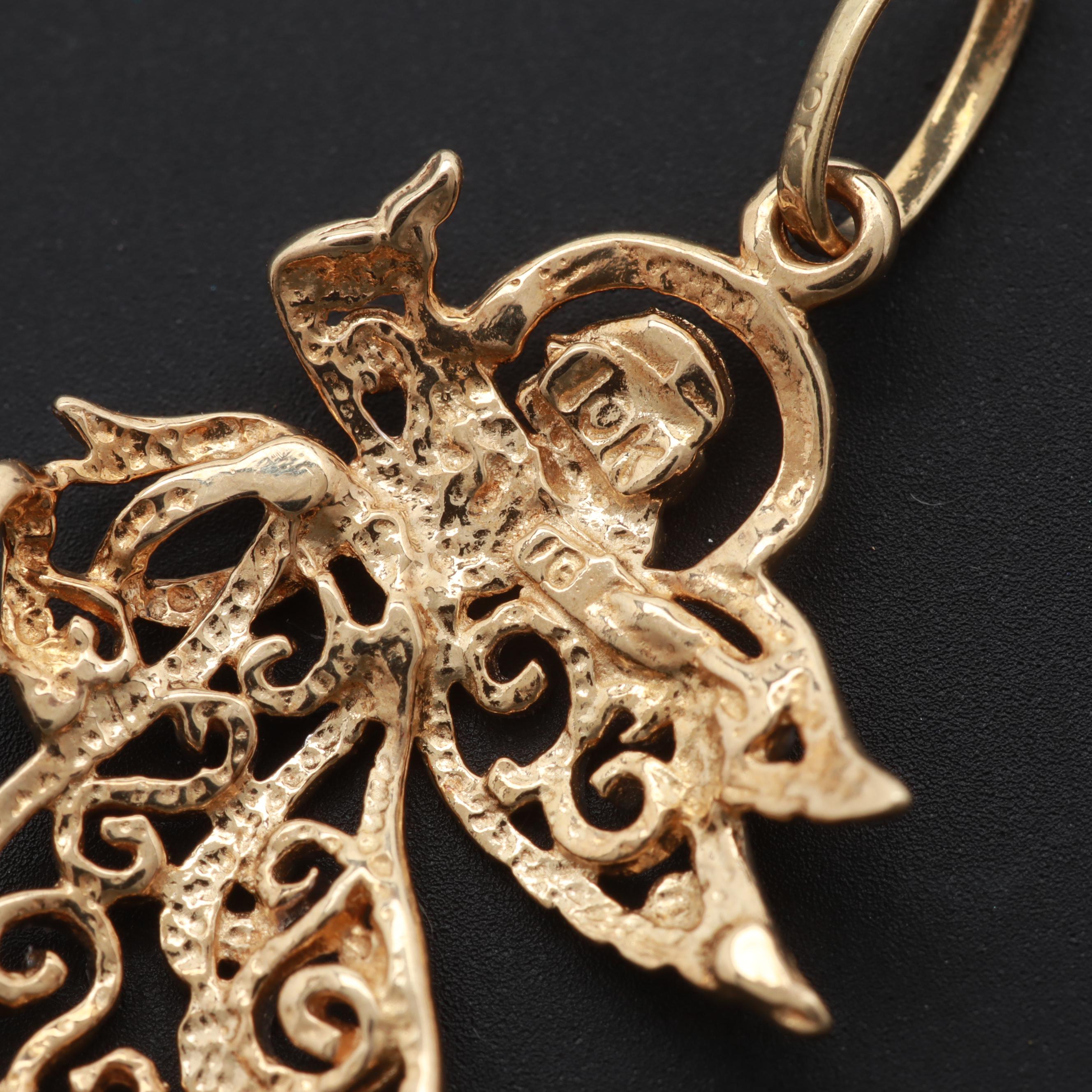 10K Yellow and White Gold Angel Pendant