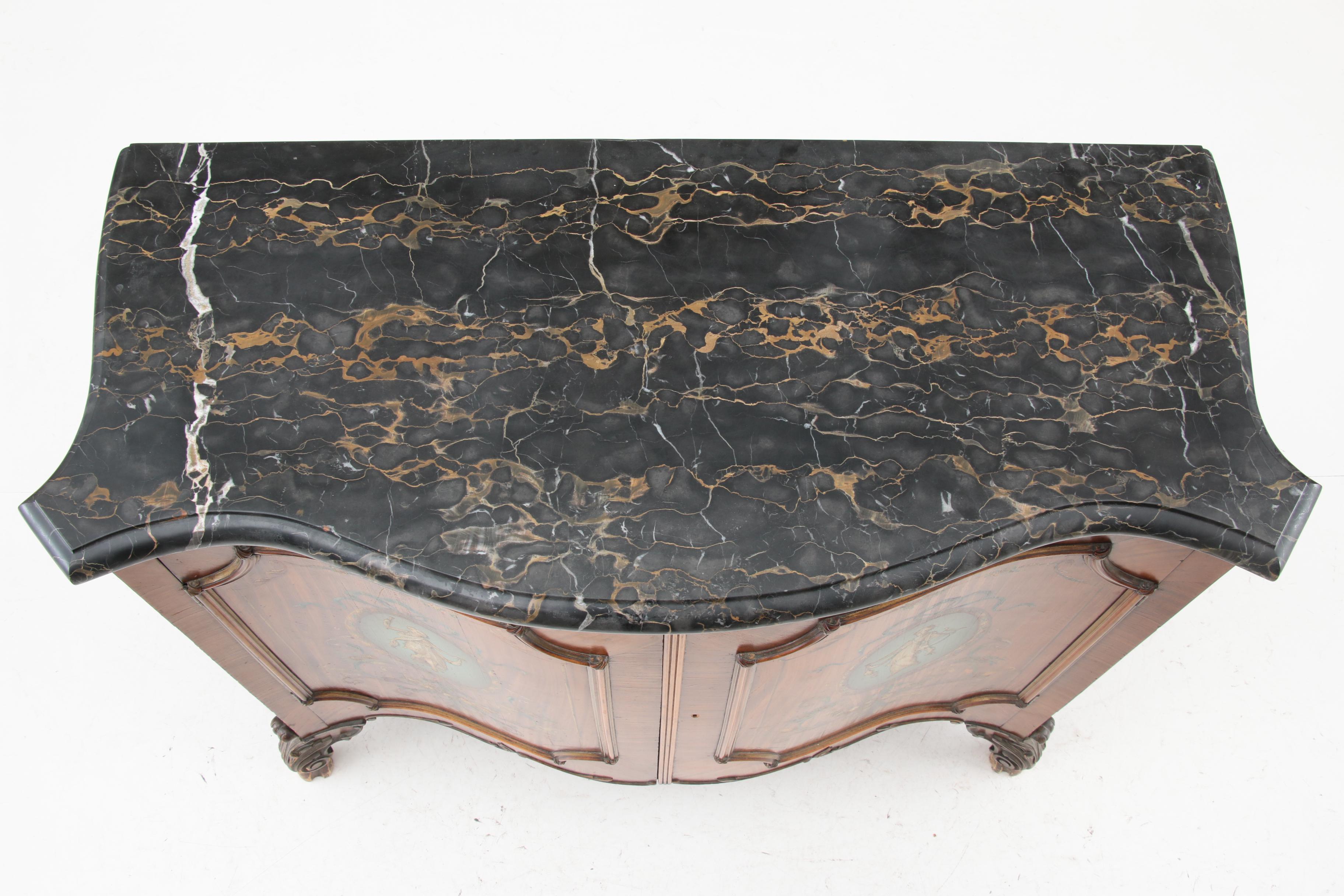 Neoclassical Painted Linen Cabinet, Style of Robert Adam, Early 20th Century