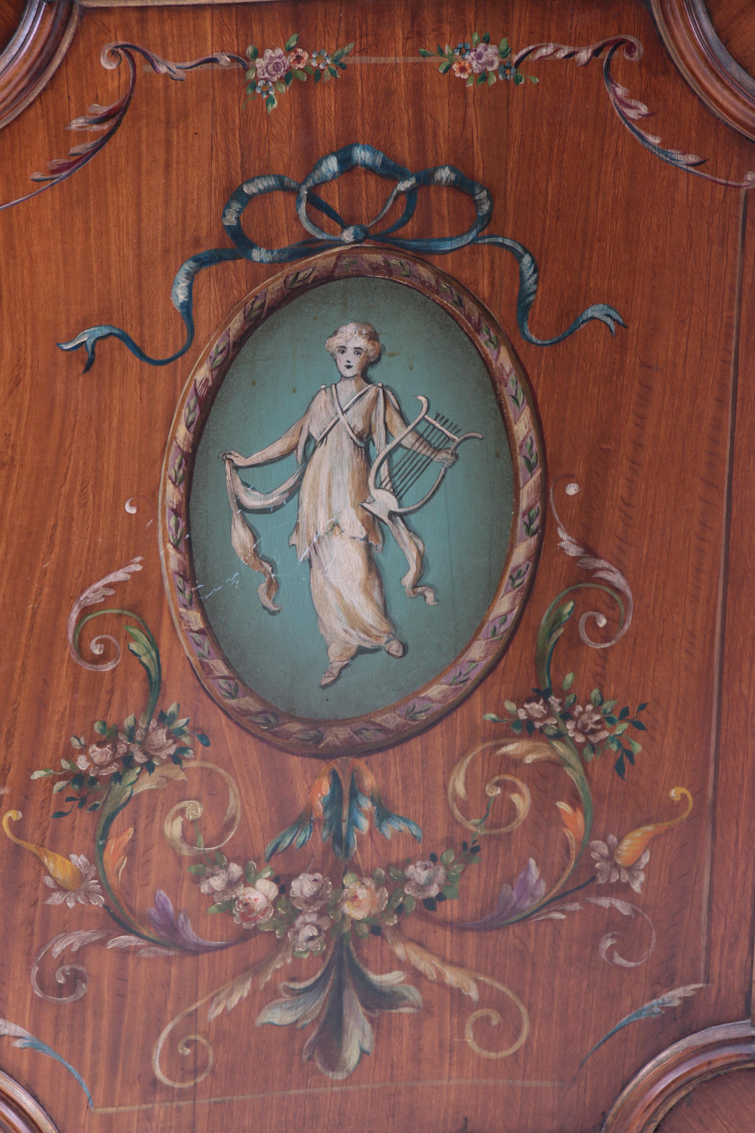 Neoclassical Painted Linen Cabinet, Style of Robert Adam, Early 20th Century