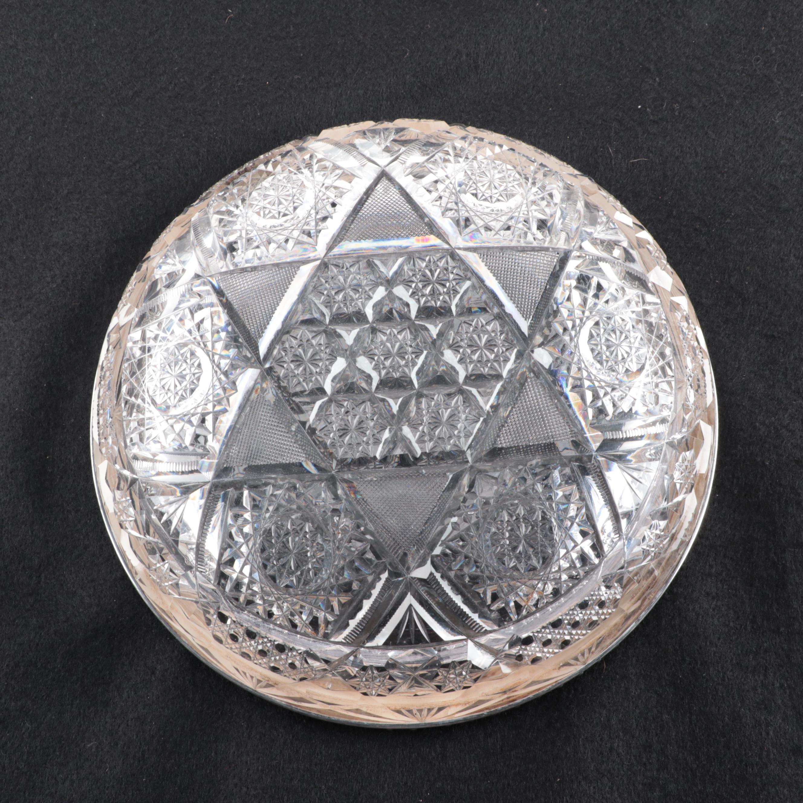 Gorham Sterling Silver Rimmed American Brilliant Period Cut Glass Bowl