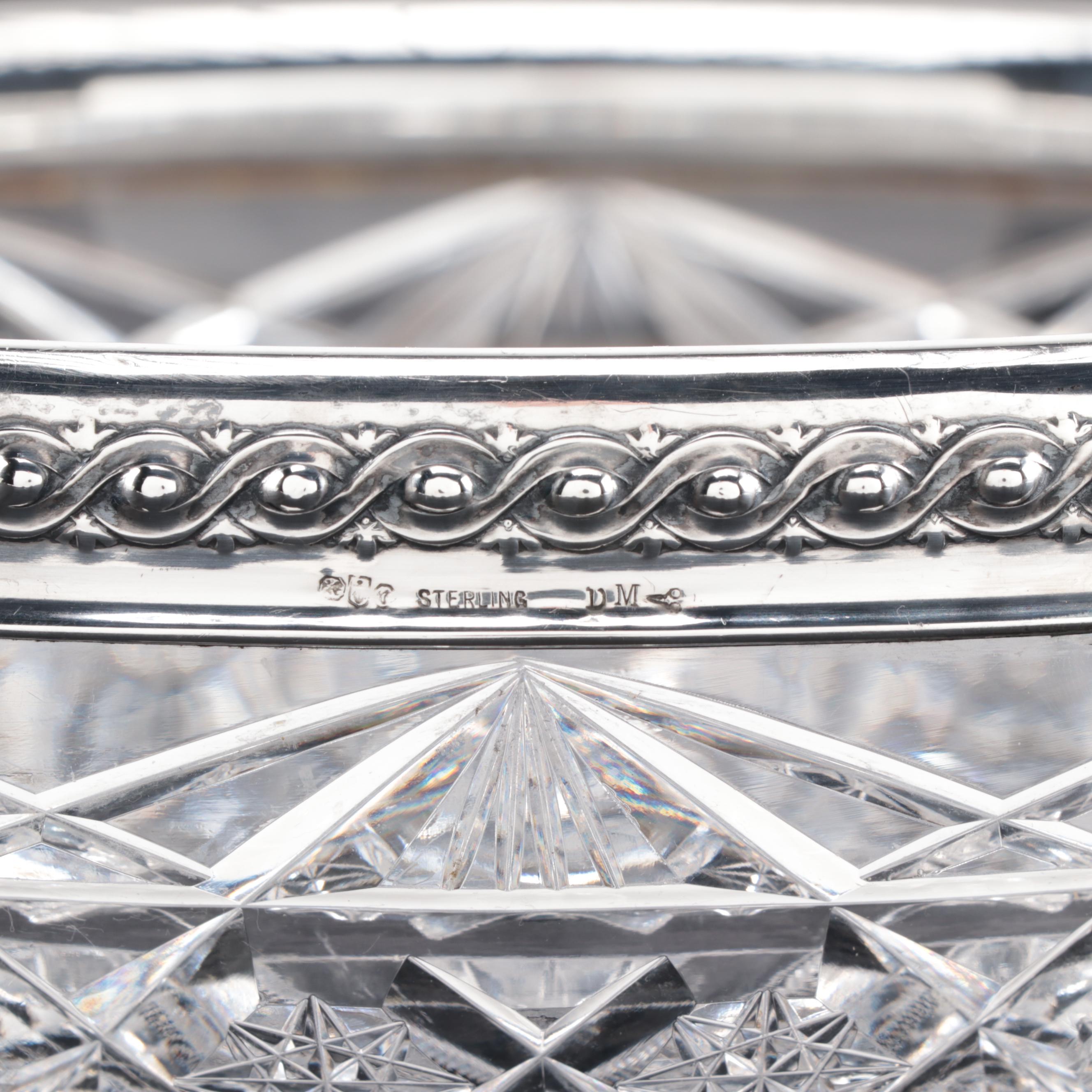 Gorham Sterling Silver Rimmed American Brilliant Period Cut Glass Bowl