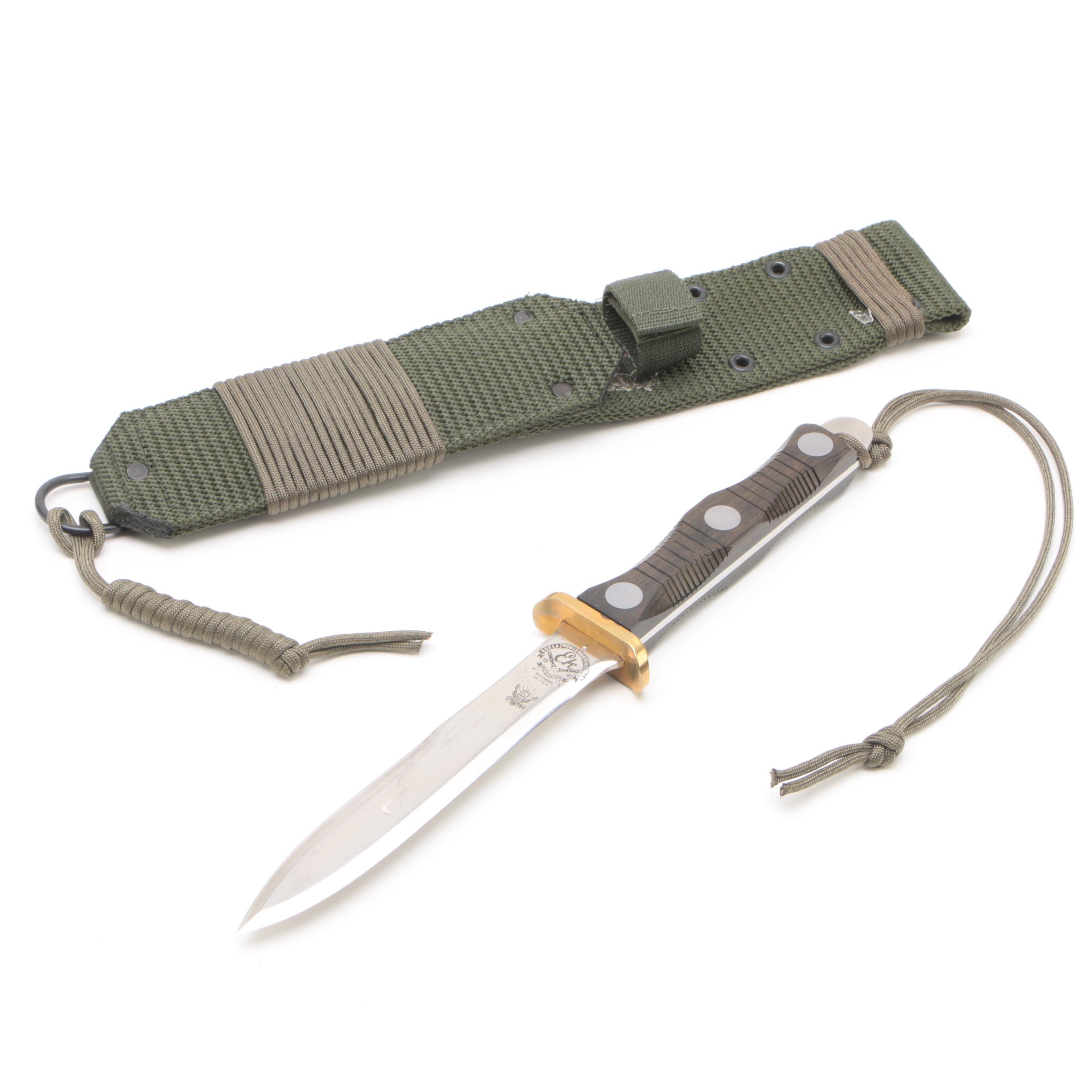 Ek Commando Model 3 Fixed Blade Knife with Olive Drab Nylon Web Sheath