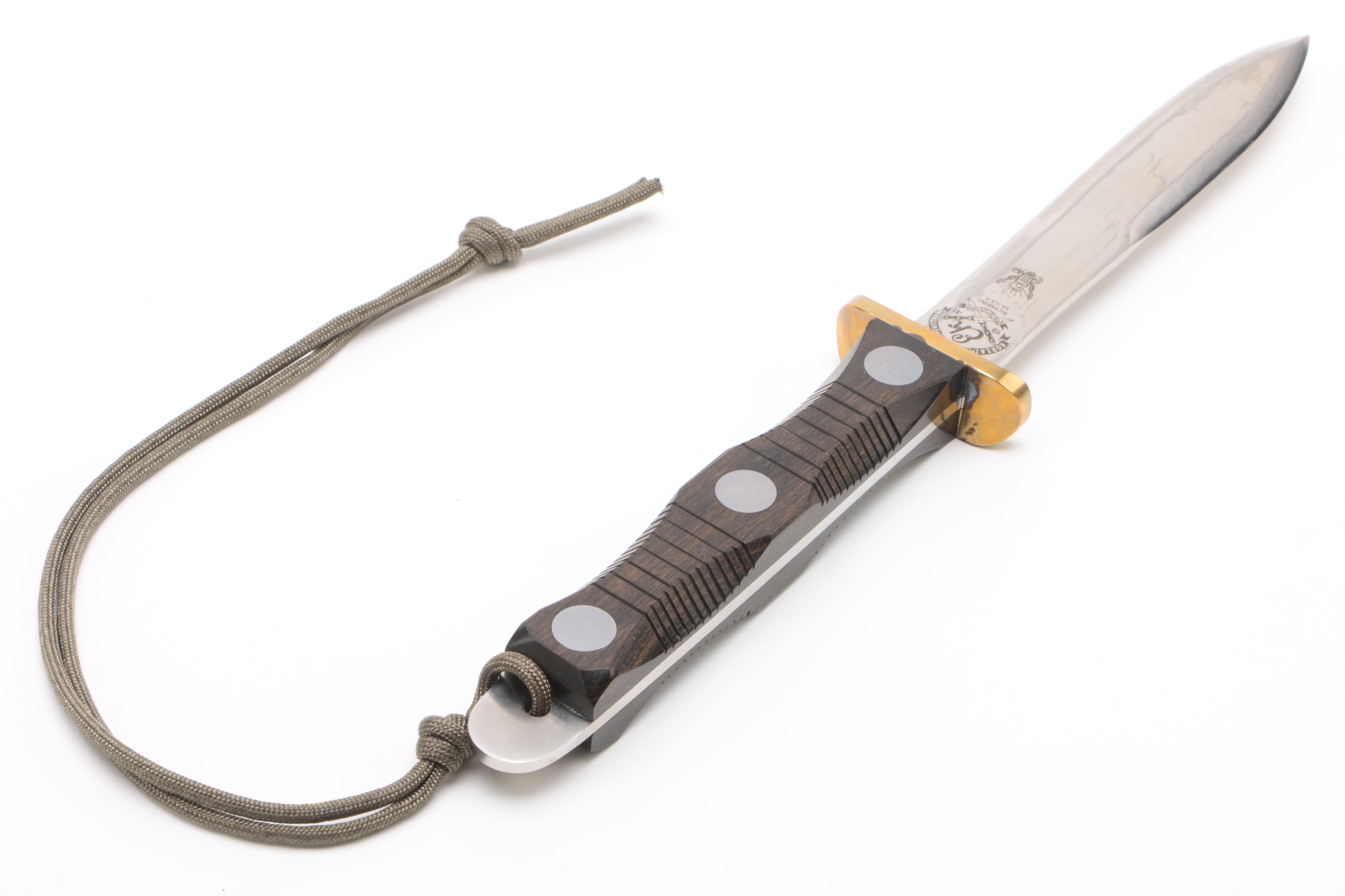 Ek Commando Model 3 Fixed Blade Knife with Olive Drab Nylon Web Sheath