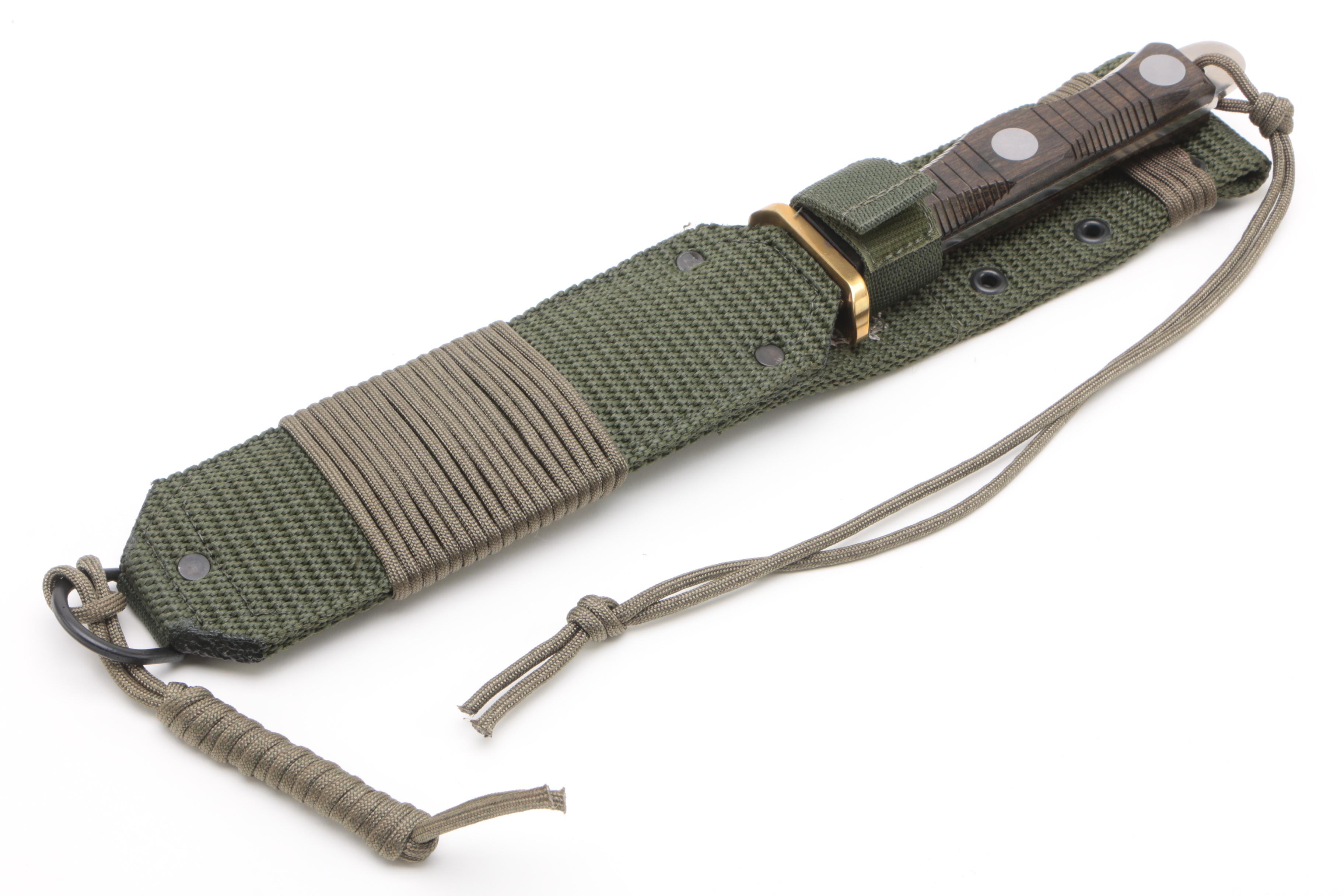 Ek Commando Model 3 Fixed Blade Knife with Olive Drab Nylon Web Sheath