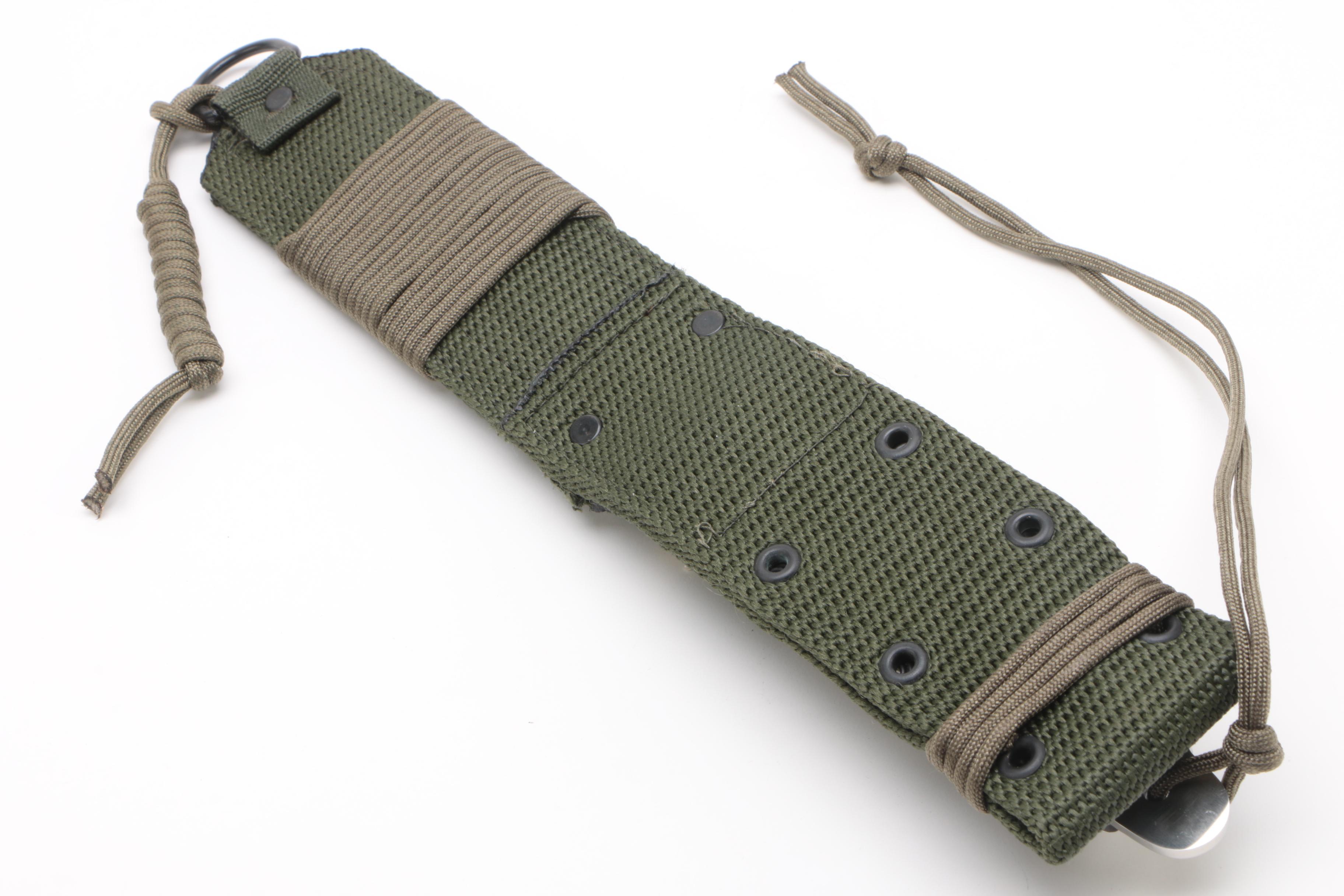 Ek Commando Model 3 Fixed Blade Knife with Olive Drab Nylon Web Sheath
