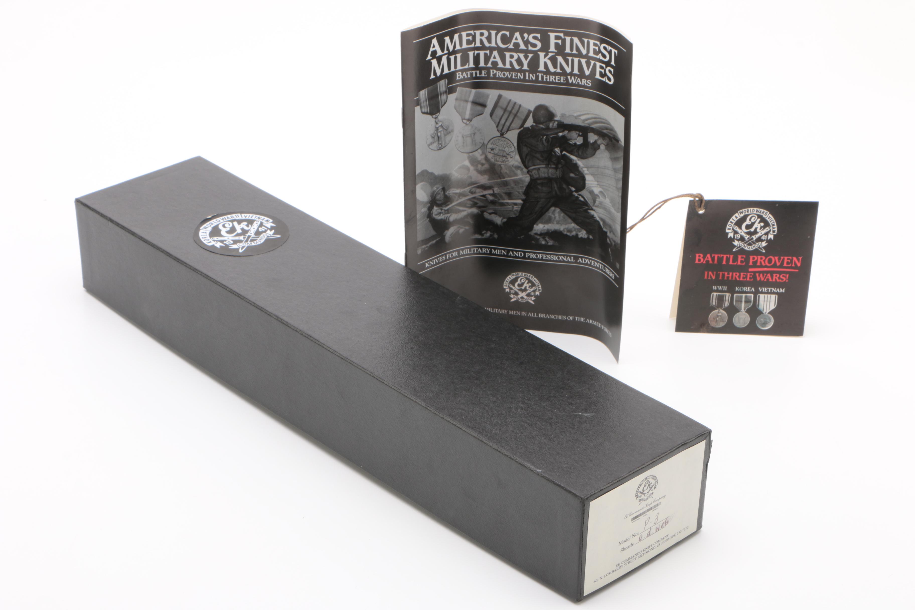 Ek Commando Model 3 Fixed Blade Knife with Olive Drab Nylon Web Sheath