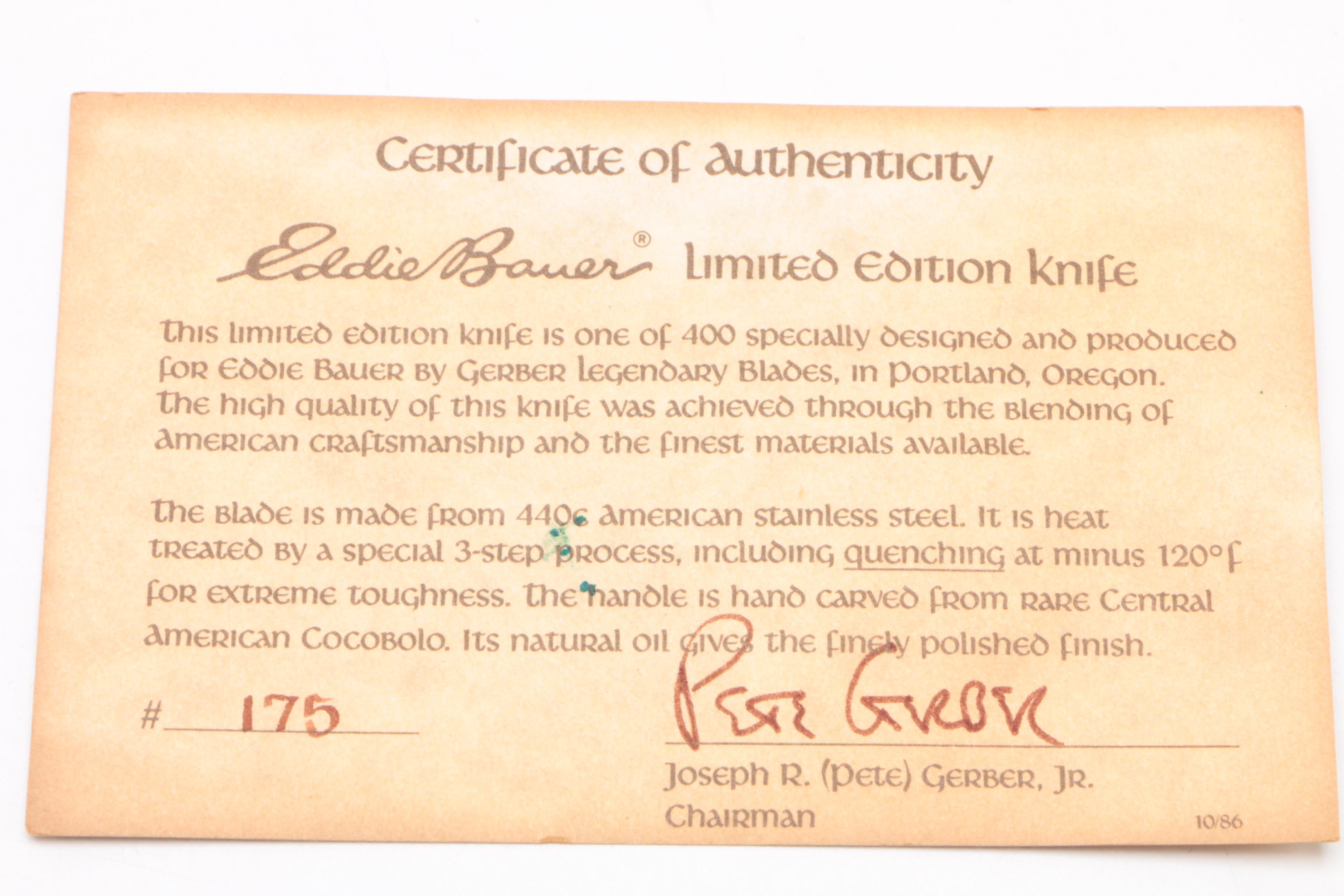 Gerber for Eddie Bauer Limited Edition Model 425 Knife