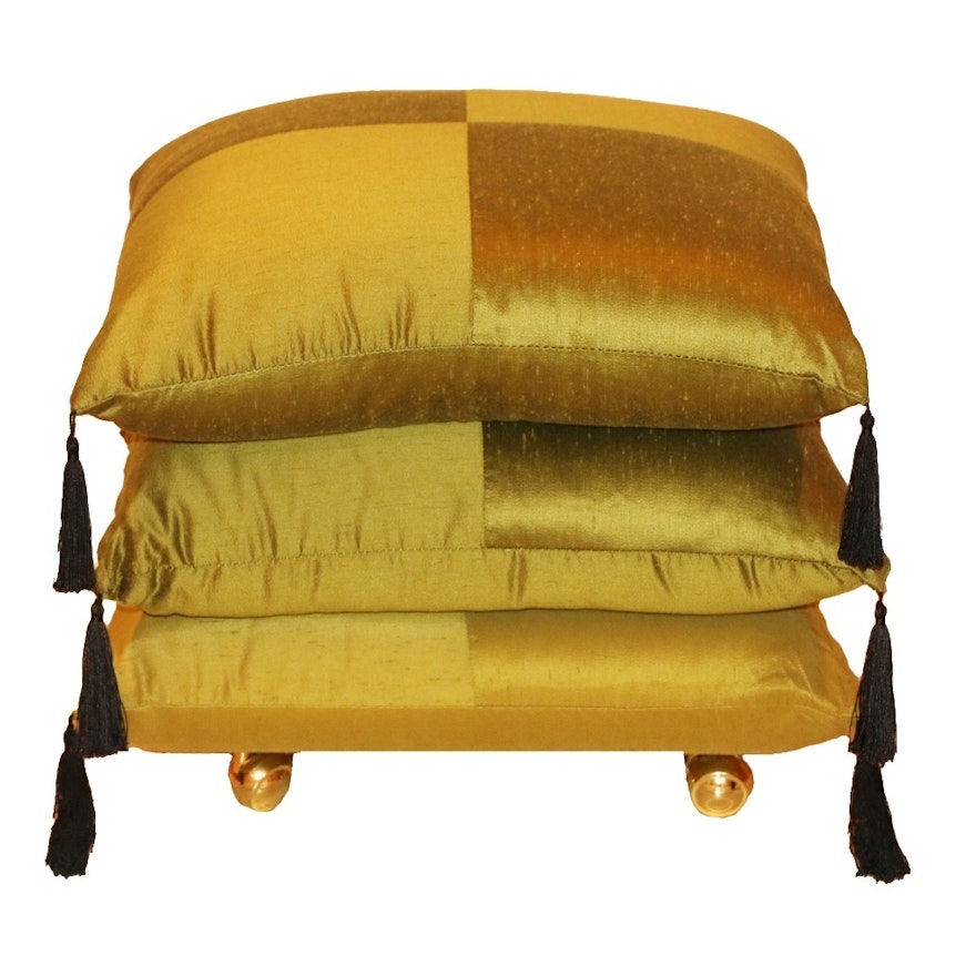 Contemporary Three Cushion Stool on Casters